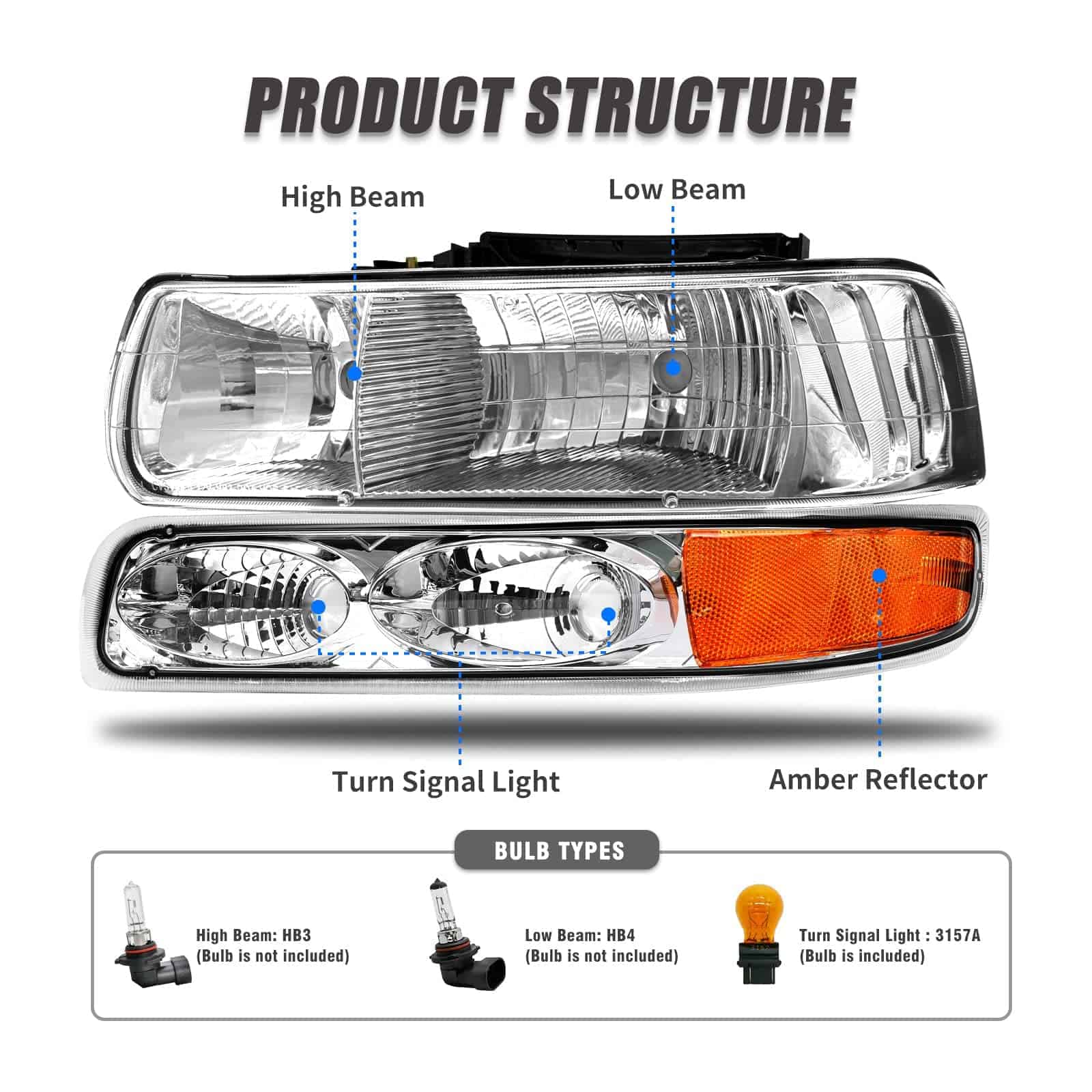 Conjunto de faros ADCARLIGHTS para Chevy Silverado 1500 - Imagen 4