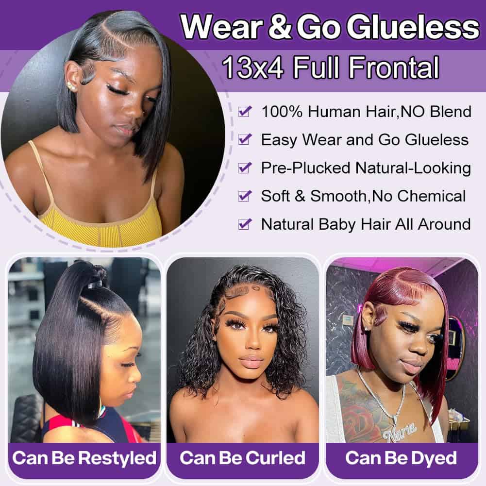 Peluca Bob Corta Recta HIRIREMY para Mujeres Negras Cabello - Imagen 6