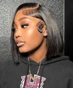 Peluca Bob Corta Recta HIRIREMY para Mujeres Negras Cabello