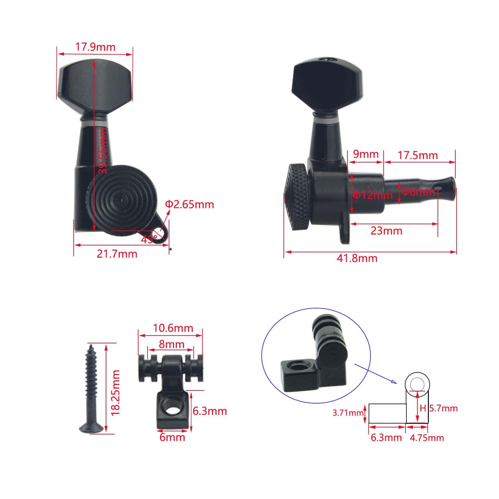 Juego de 6 Clausuras de Afinación Bloqueables Wwomusic - Imagen 3