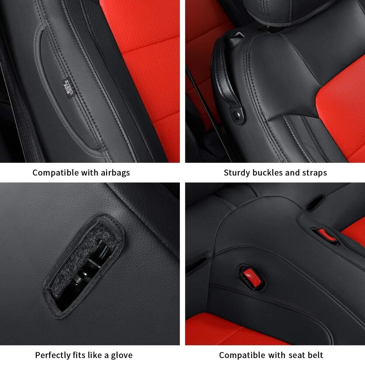 Cubiertas de Asiento de Coche Personalizadas -Negro+Rojo - Imagen 5