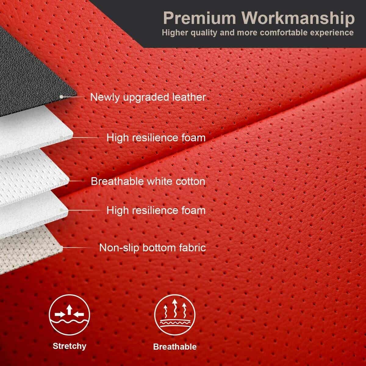 Cubiertas de Asiento de Coche Personalizadas -Negro+Rojo - Imagen 6