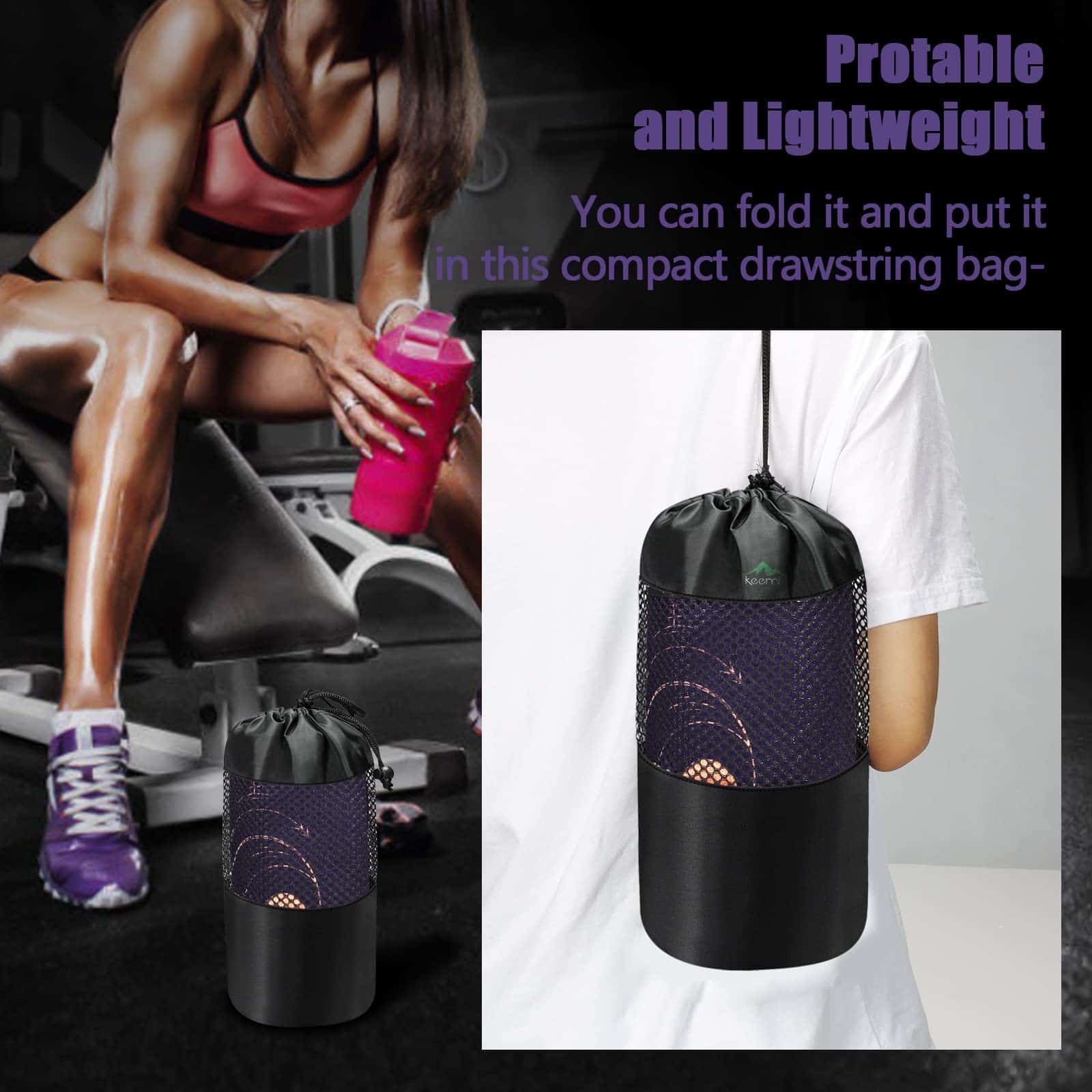 Toalla de Yoga Antideslizante Keemi - Manta de Microfibra - Imagen 6