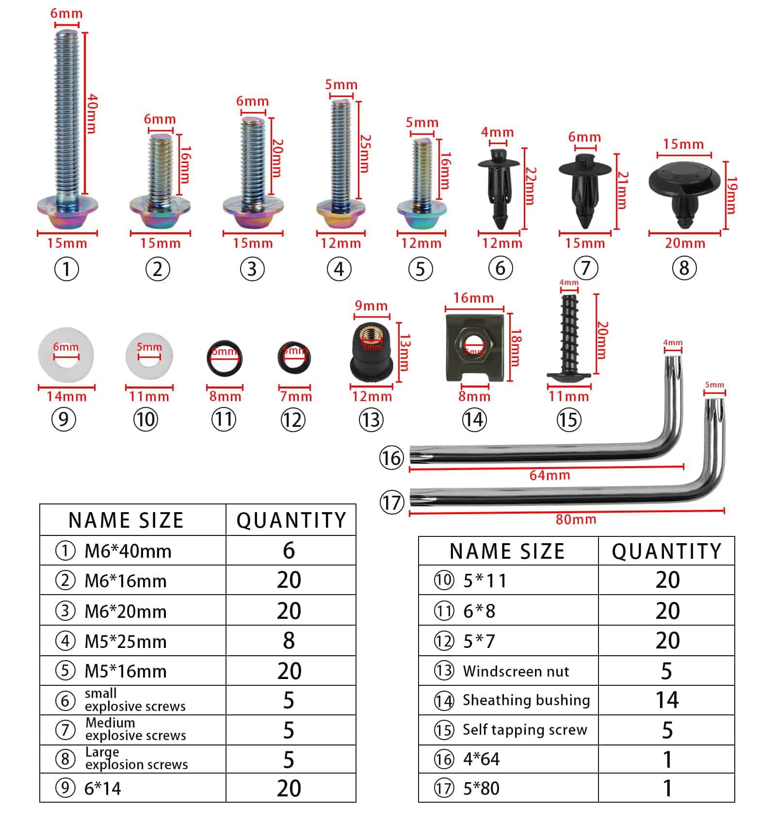 Kit de pernos de acero inoxidable BAIONE Worldmotop para - Imagen 3
