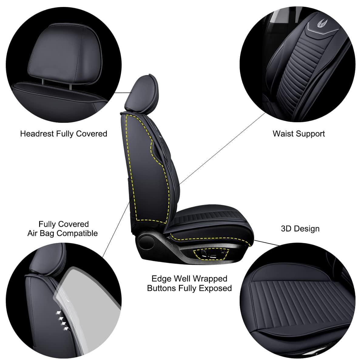 Funda de asiento para automóvil de cuero sintético Premium - Imagen 4