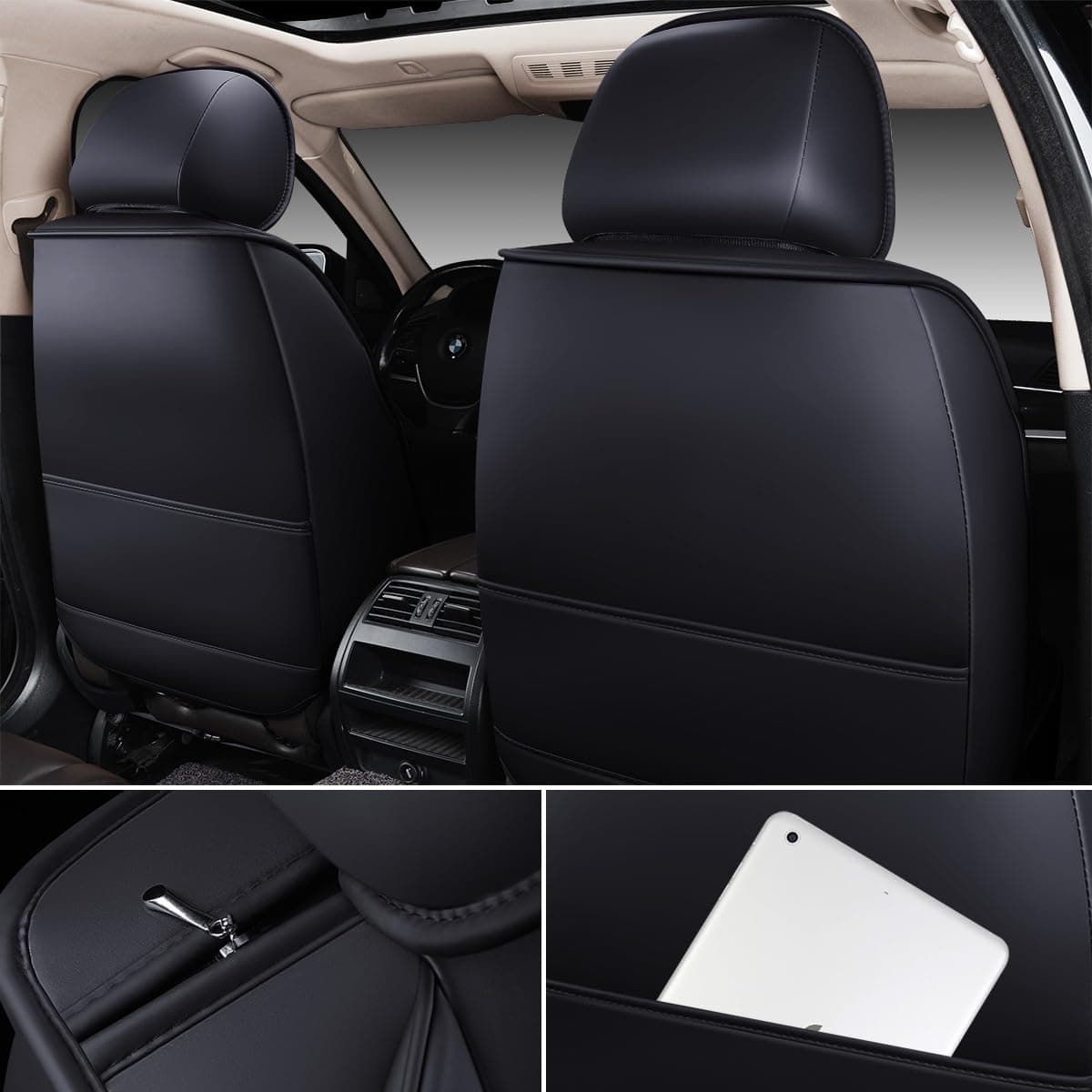 Funda de asiento para automóvil de cuero sintético Premium - Imagen 5