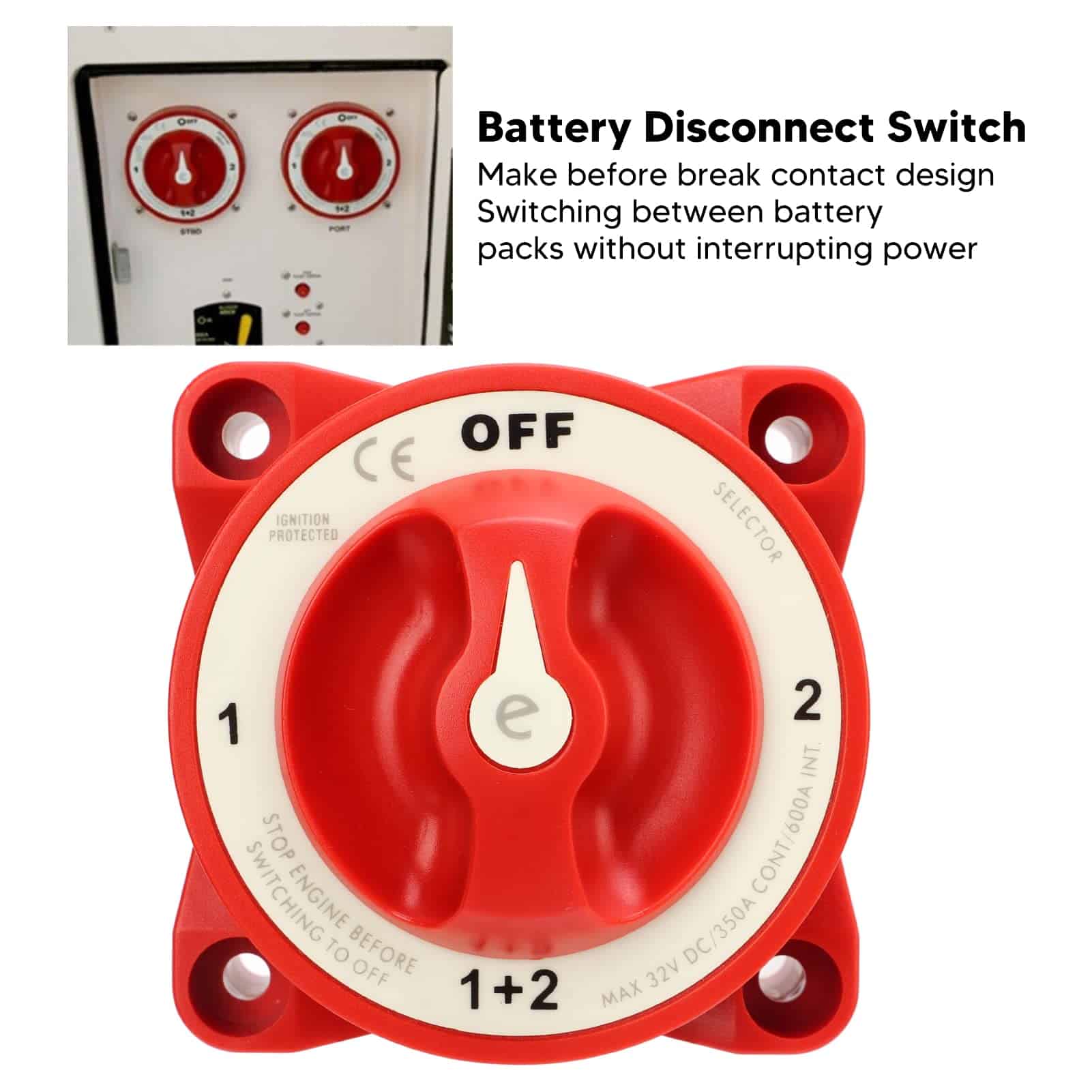 Interruptor de desconexión de batería, 32V DC Impermeable - Imagen 3