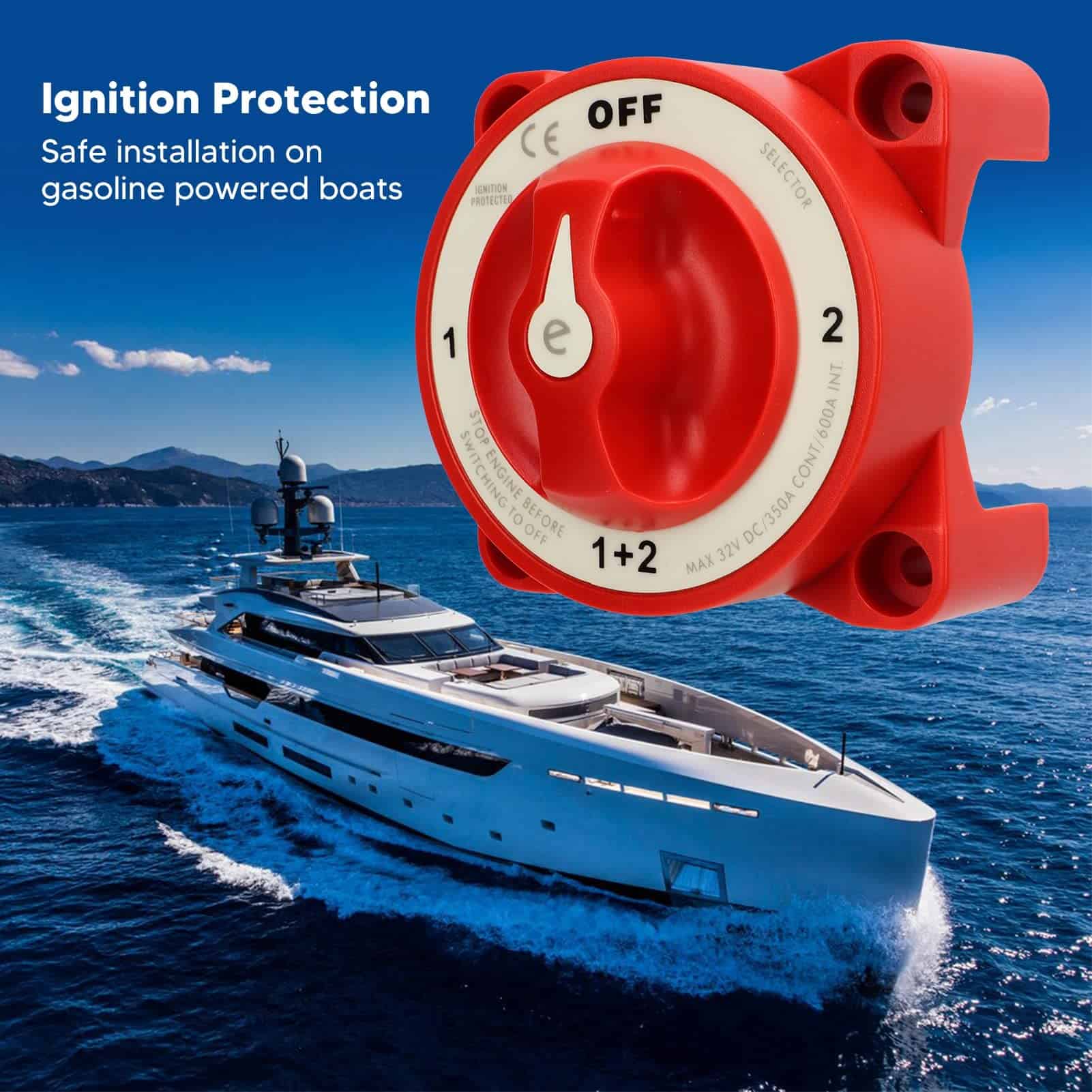 Interruptor de desconexión de batería, 32V DC Impermeable - Imagen 4