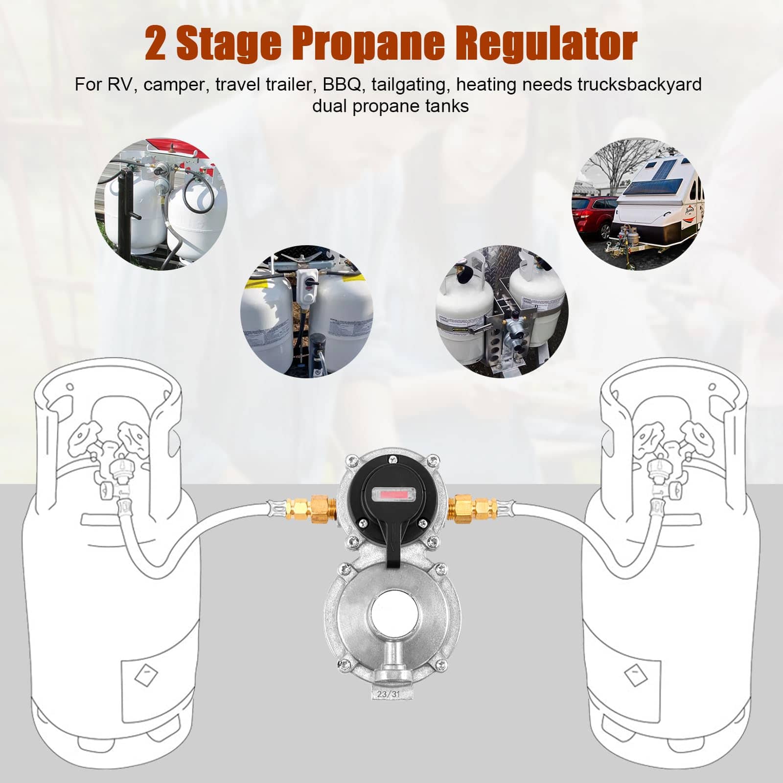 Regulador de propano para RV de 2 tanques-2-etapa Cambio - Imagen 7