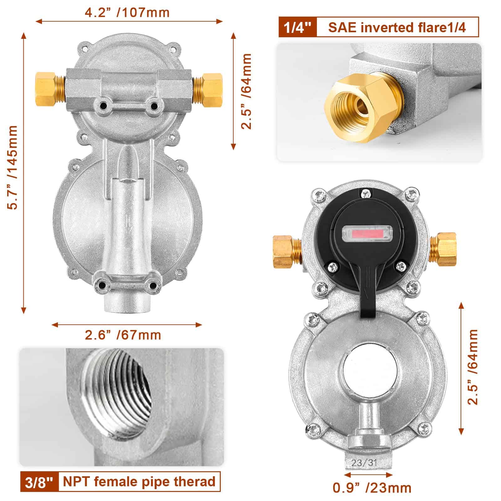 Regulador de propano para RV de 2 tanques-2-etapa Cambio - Imagen 3