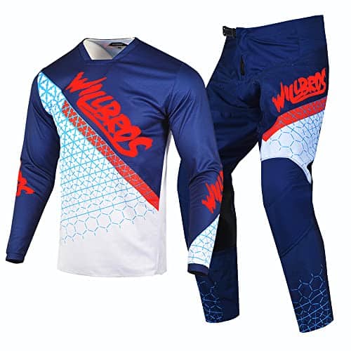 Conjunto de Jersey y Pantalón de Motocross -Azul Oscuro/Blan