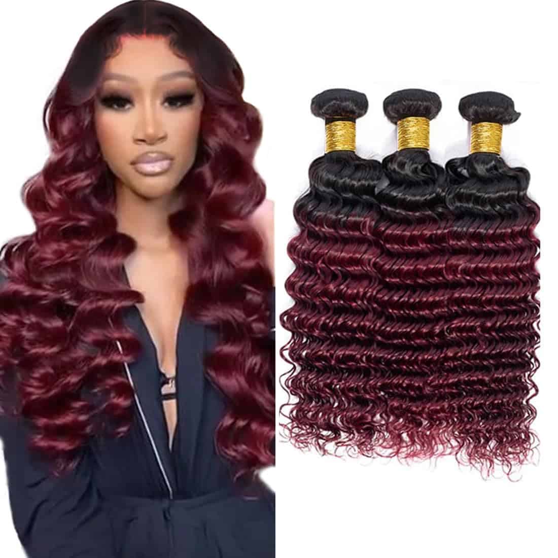 Paquetes de Onda Profunda 1B99J: Cabello Humano Ombre de