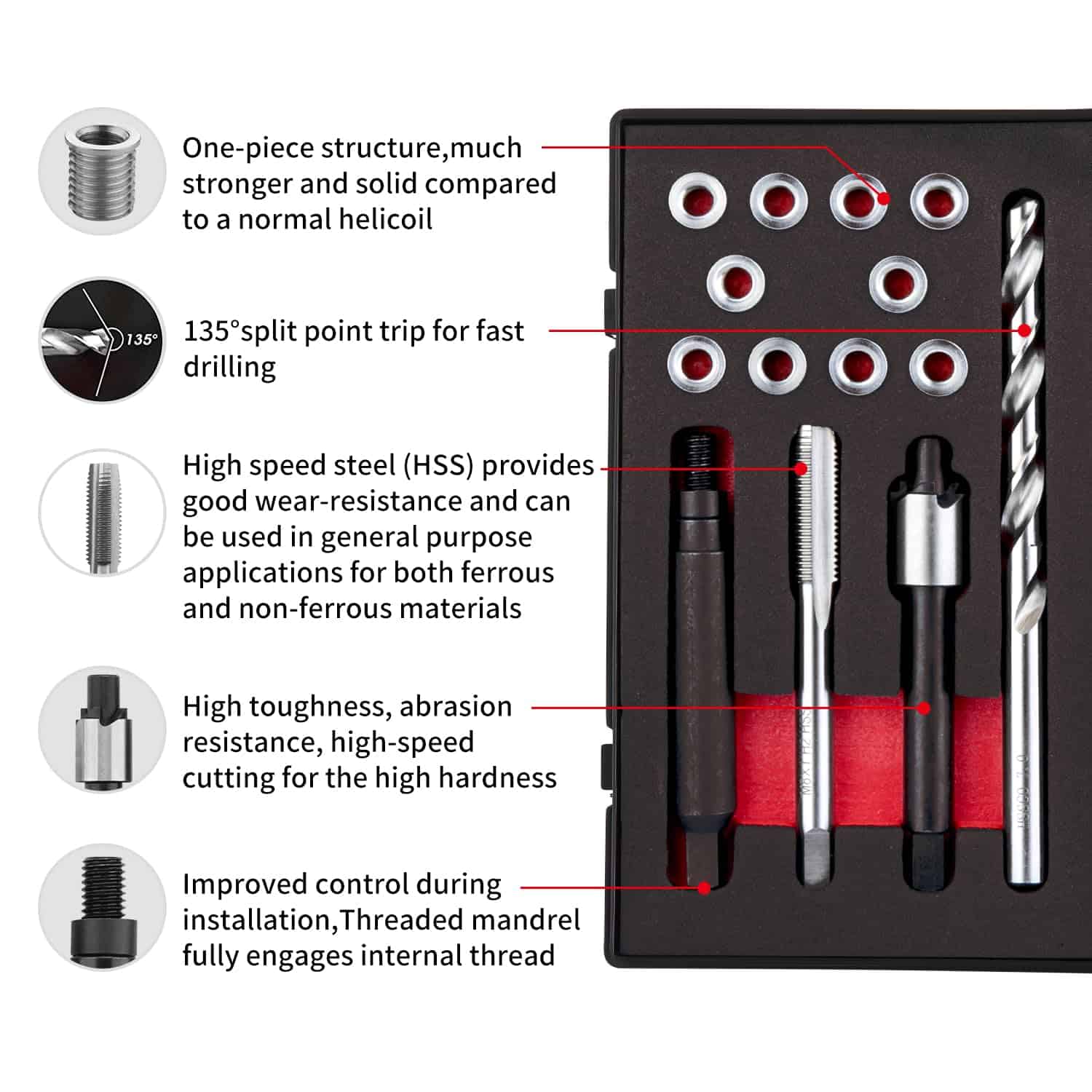 Kit de Reparación de Roscas SENNMONN M6X1.0 con Broca de - Imagen 3