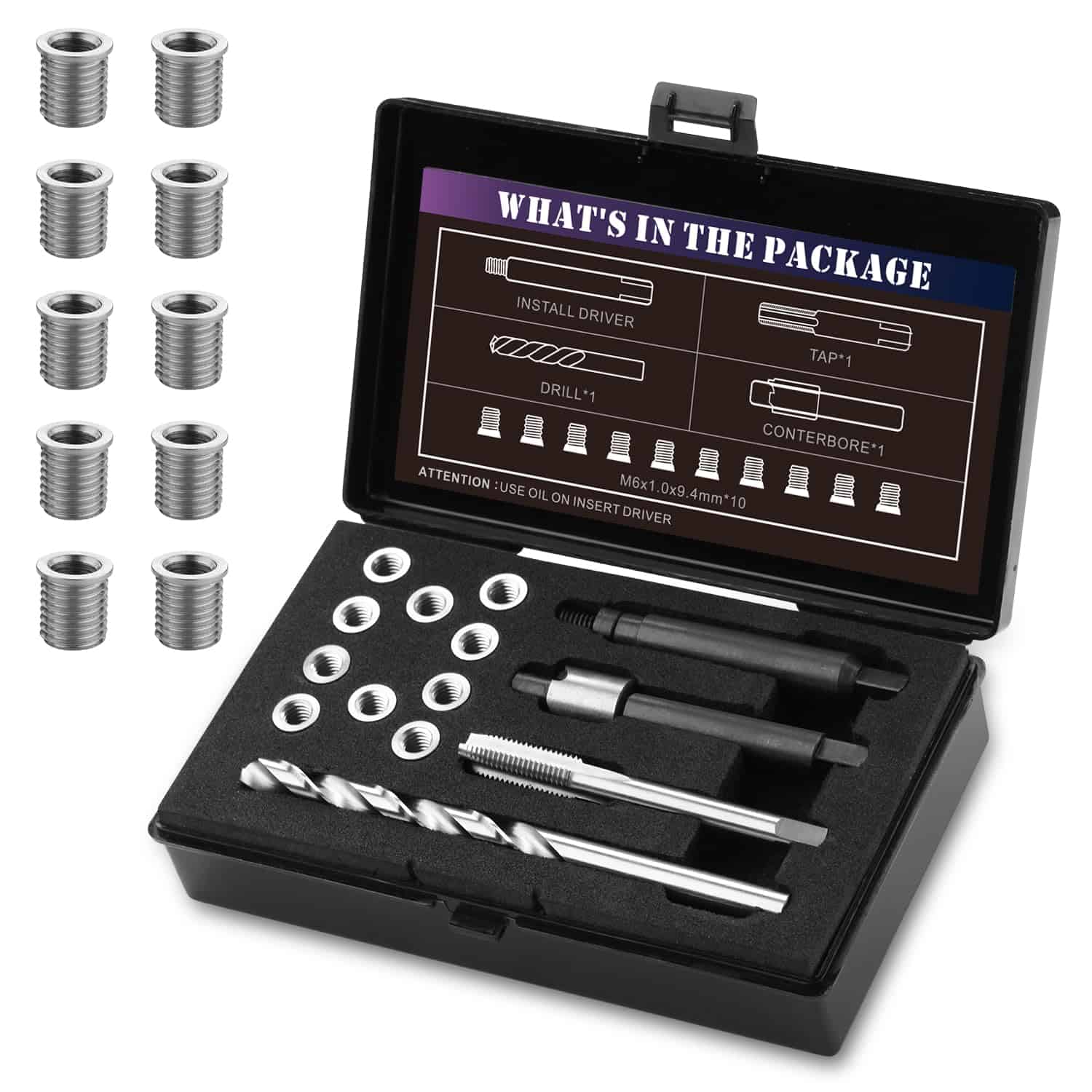 Kit de Reparación de Roscas SENNMONN M6X1.0 con Broca de