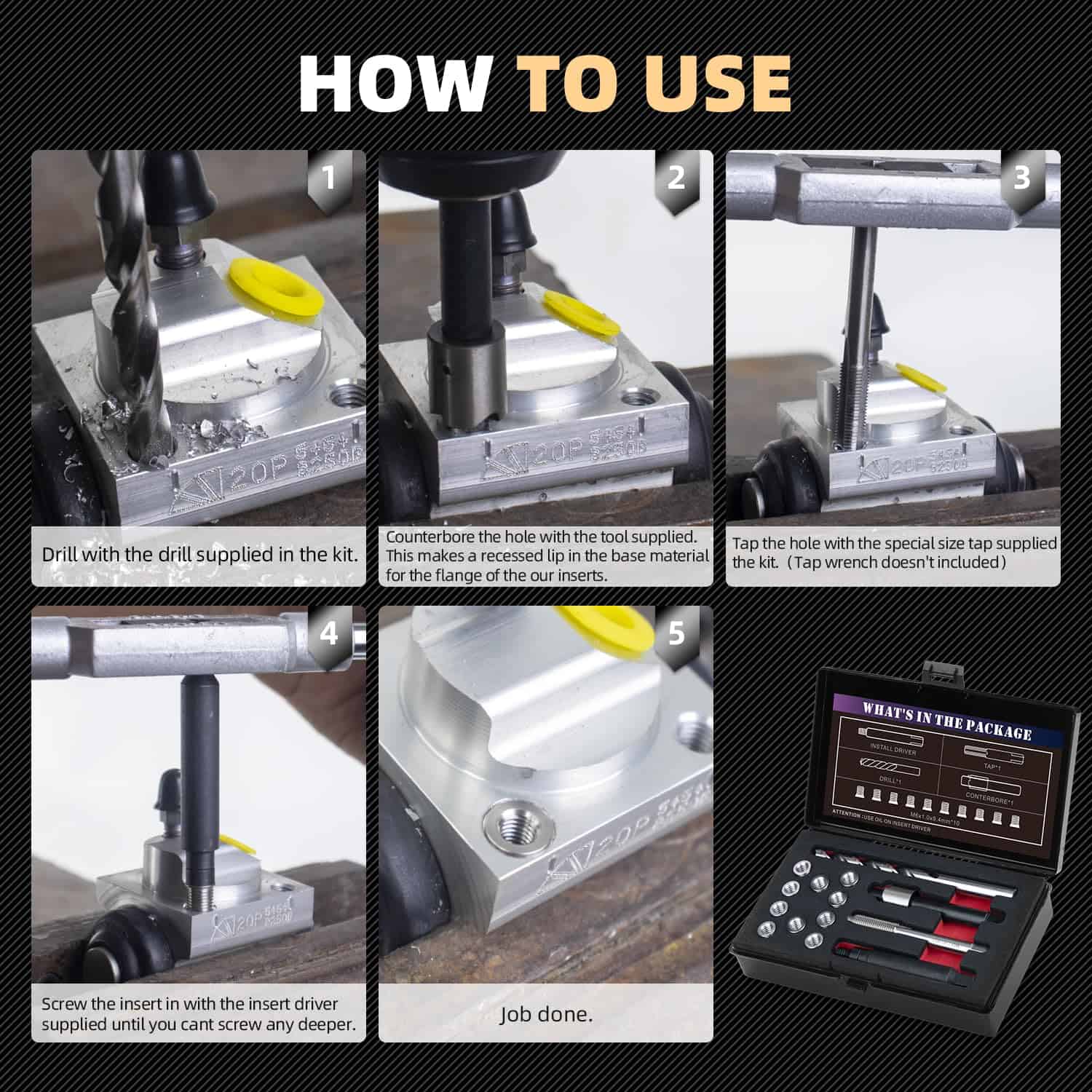 Kit de Reparación de Roscas SENNMONN M6X1.0 con Broca de - Imagen 8