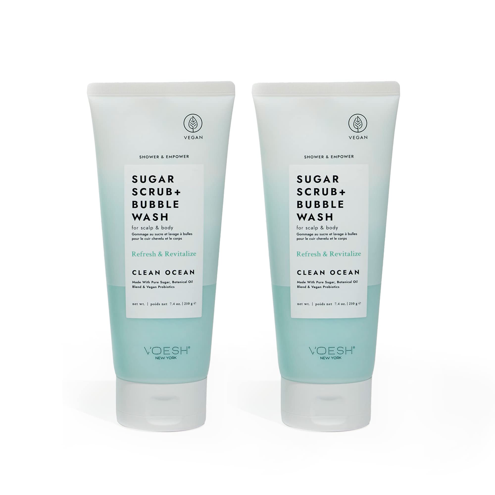 VOESH Sugar Scrub + Bubble Wash, Exfoliante para el Cuerpo,