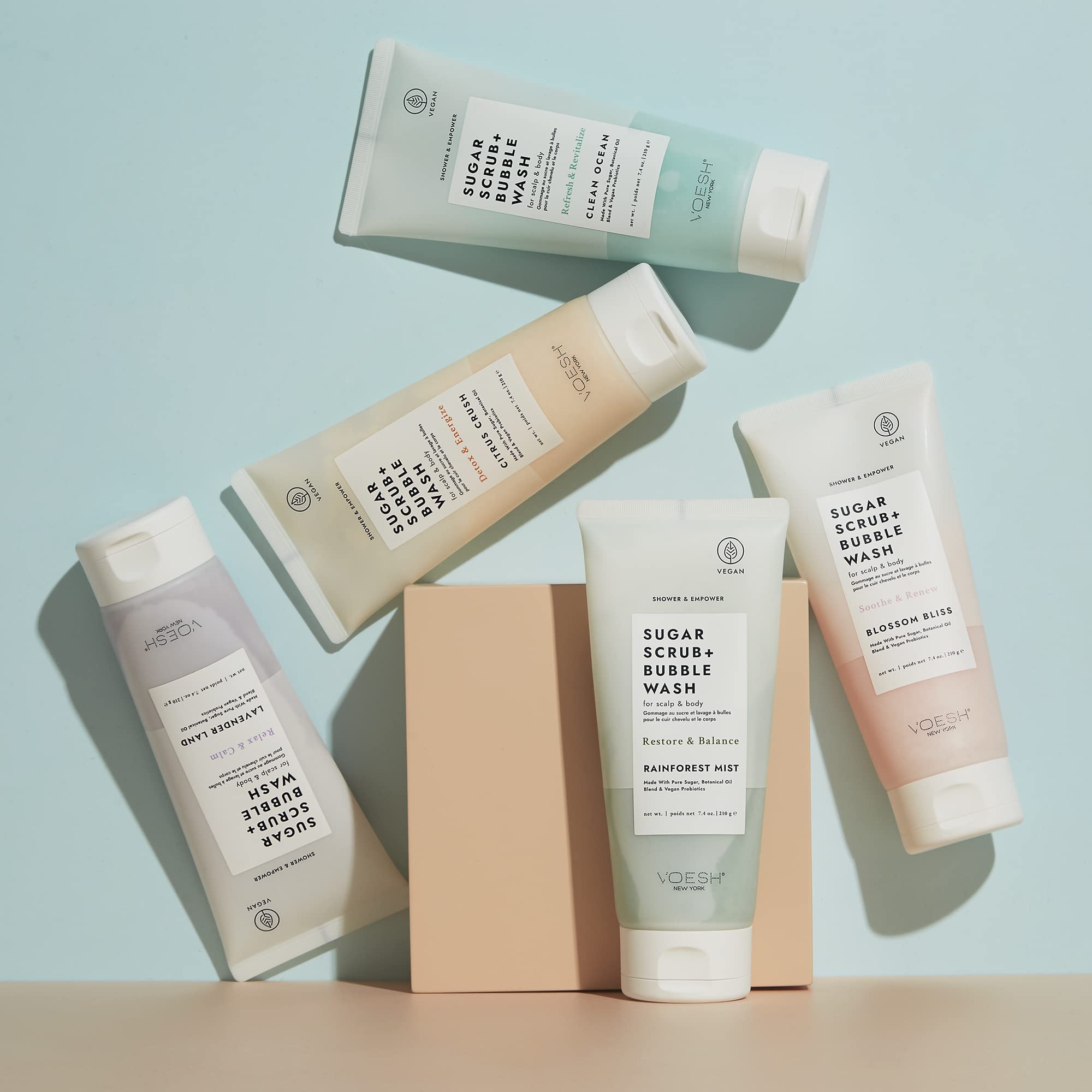 VOESH Sugar Scrub + Bubble Wash, Exfoliante para el Cuerpo, - Imagen 6