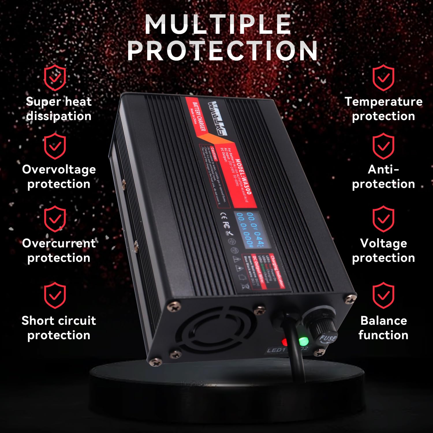 Cargador WAOUKS de 54.6V 5A con Salida DC para Batería de - Imagen 6