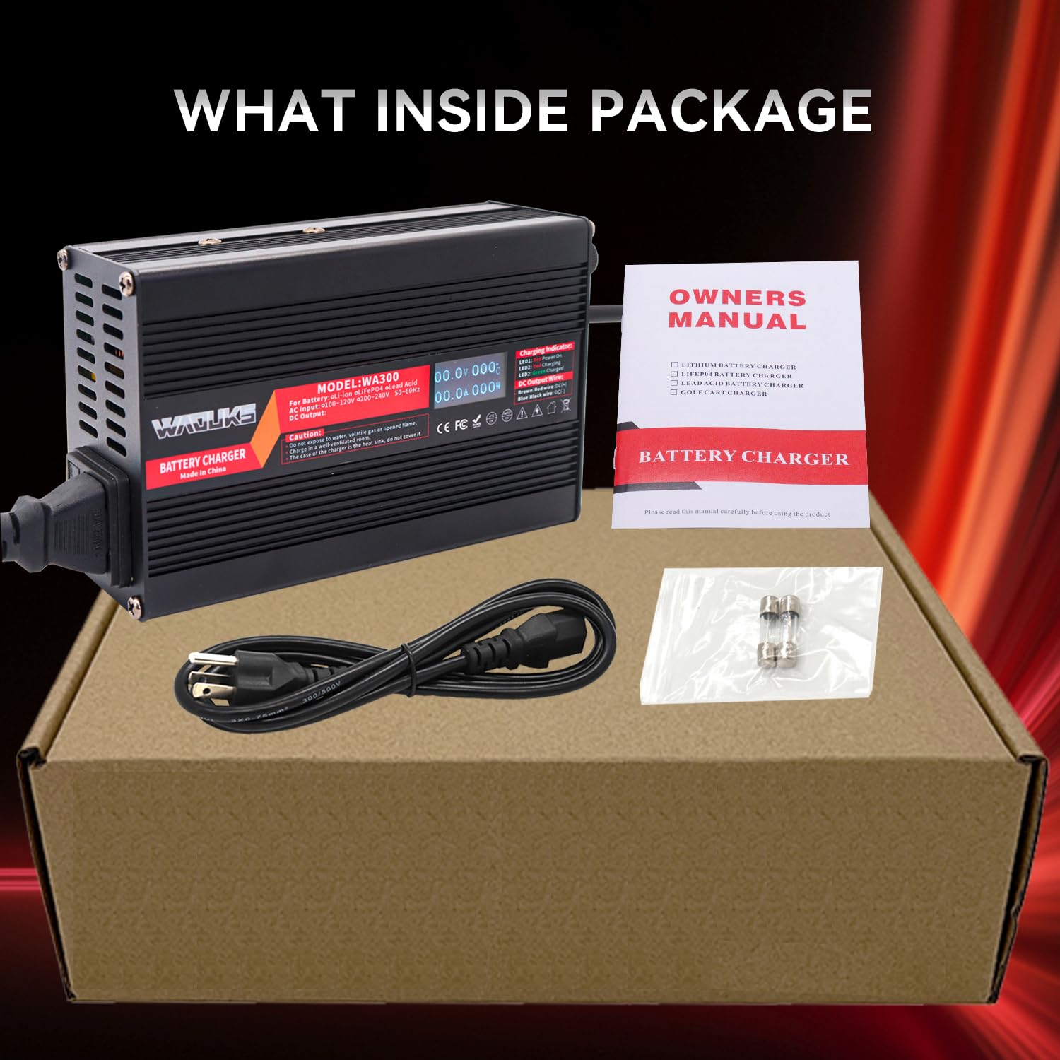 Cargador WAOUKS de 54.6V 5A con Salida DC para Batería de - Imagen 7