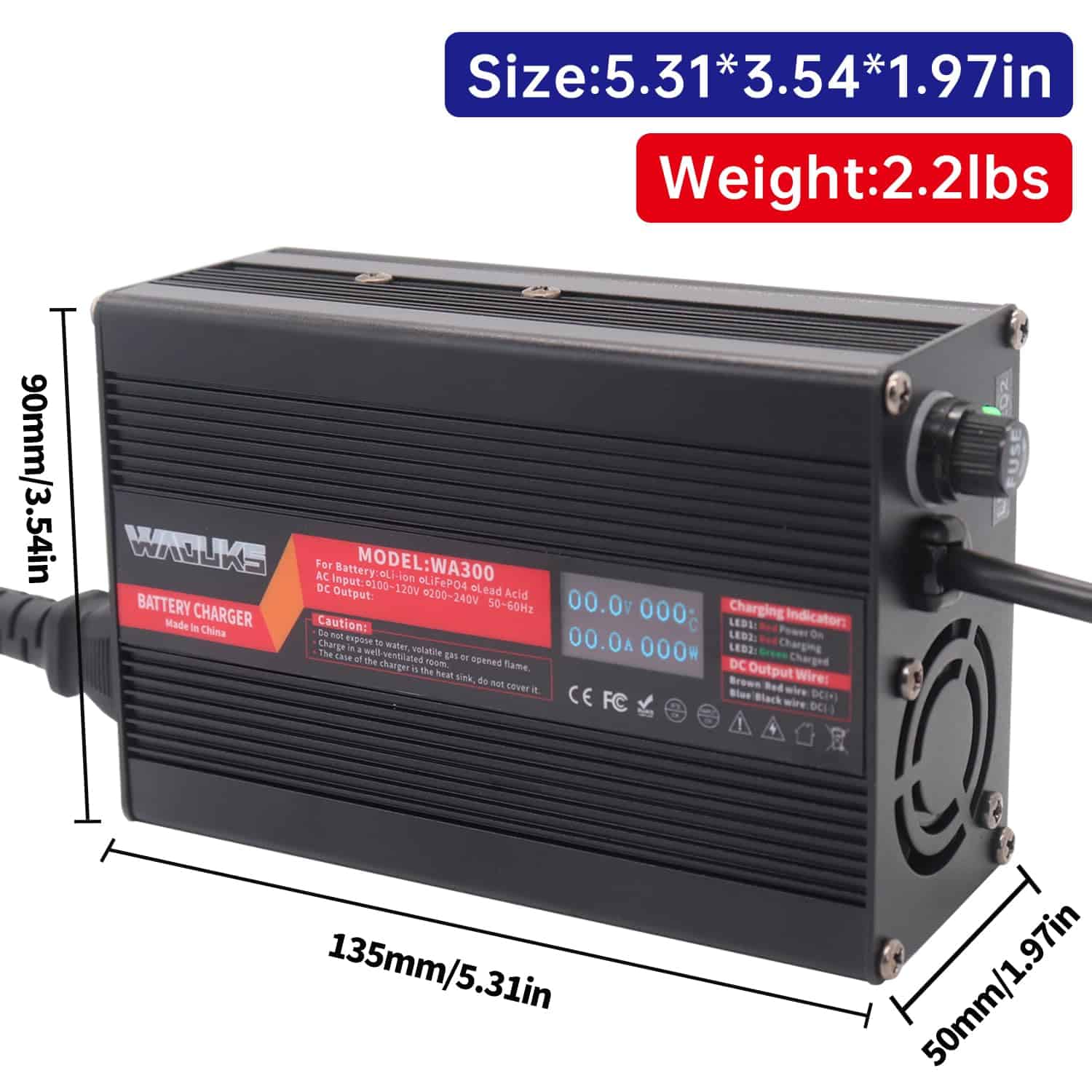Cargador WAOUKS de 54.6V 5A con Salida DC para Batería de - Imagen 5