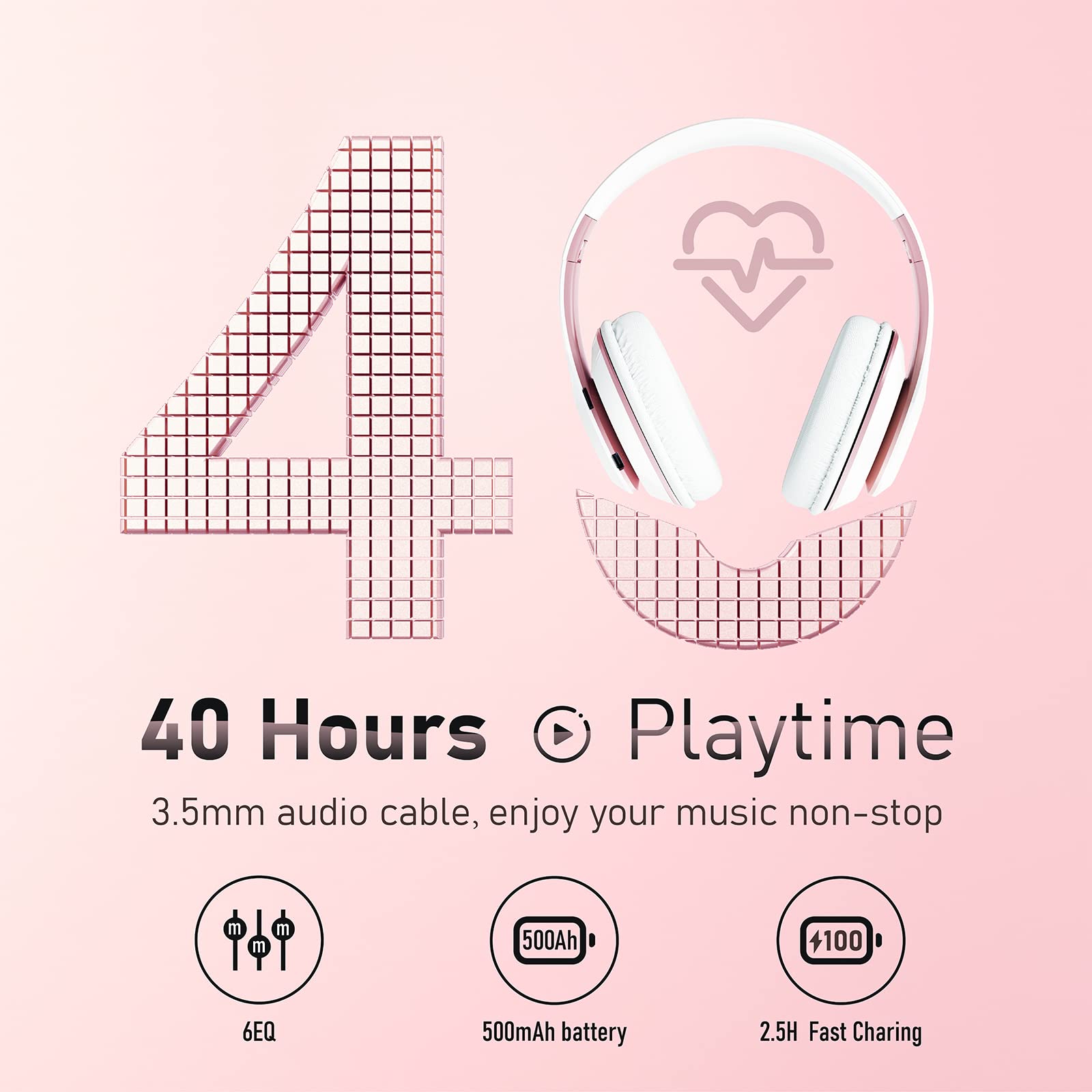 Audífonos Bluetooth Over Ear, 6S Plegables Inalámbricos con - Imagen 3