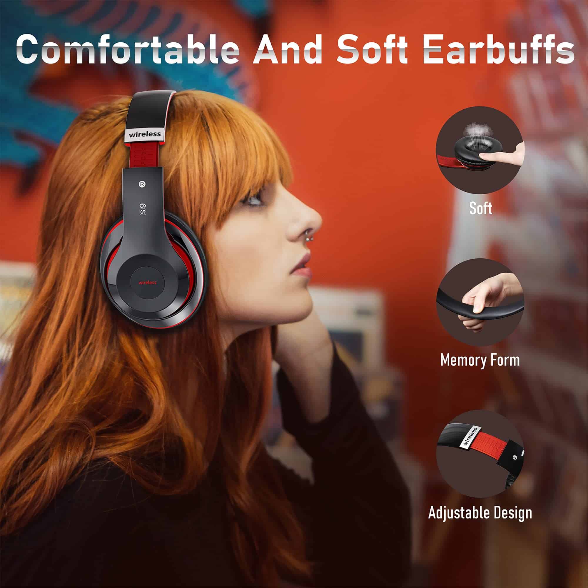 Audífonos Bluetooth Over Ear, 6S Plegables Audífonos - Imagen 4