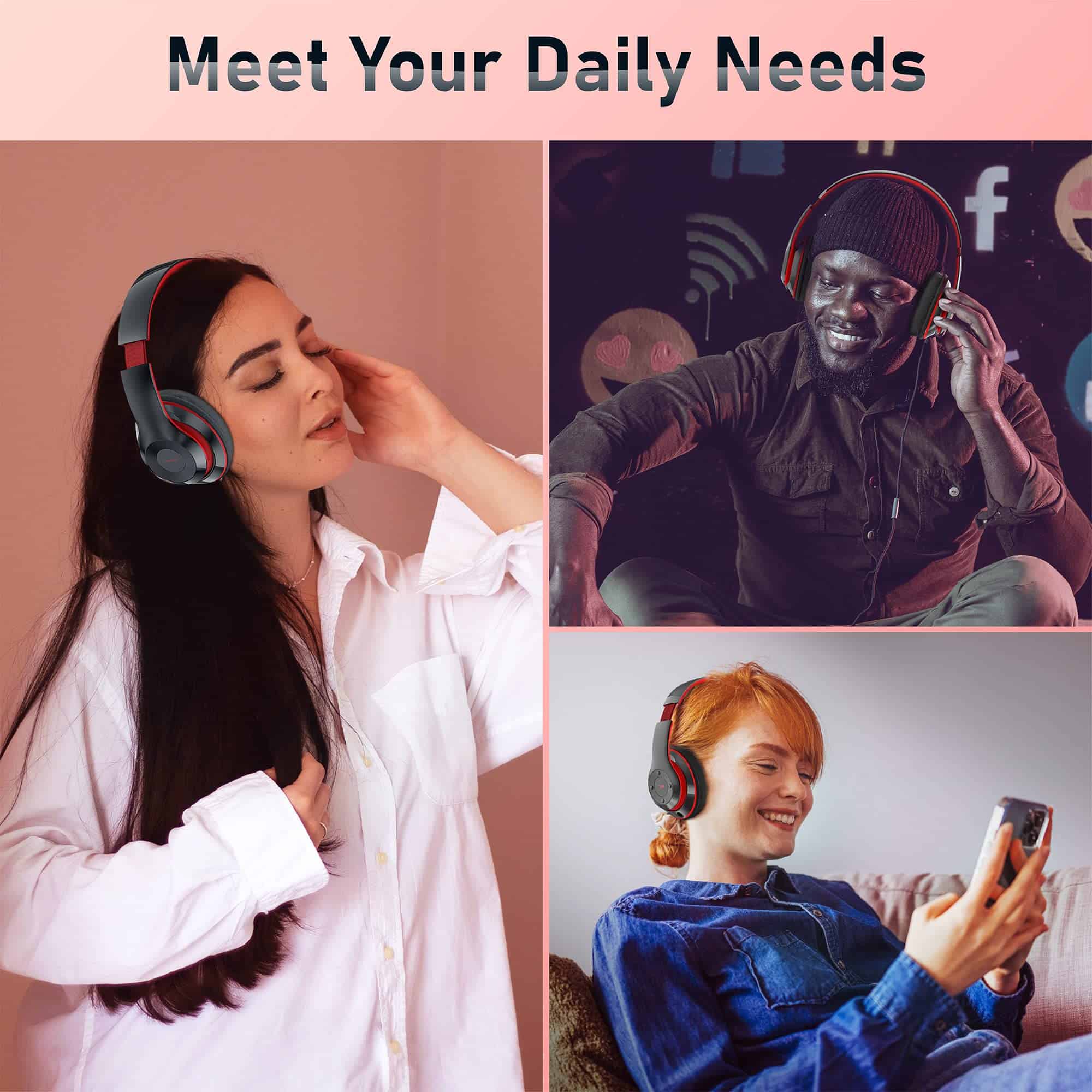 Audífonos Bluetooth Over Ear, 6S Plegables Audífonos - Imagen 7