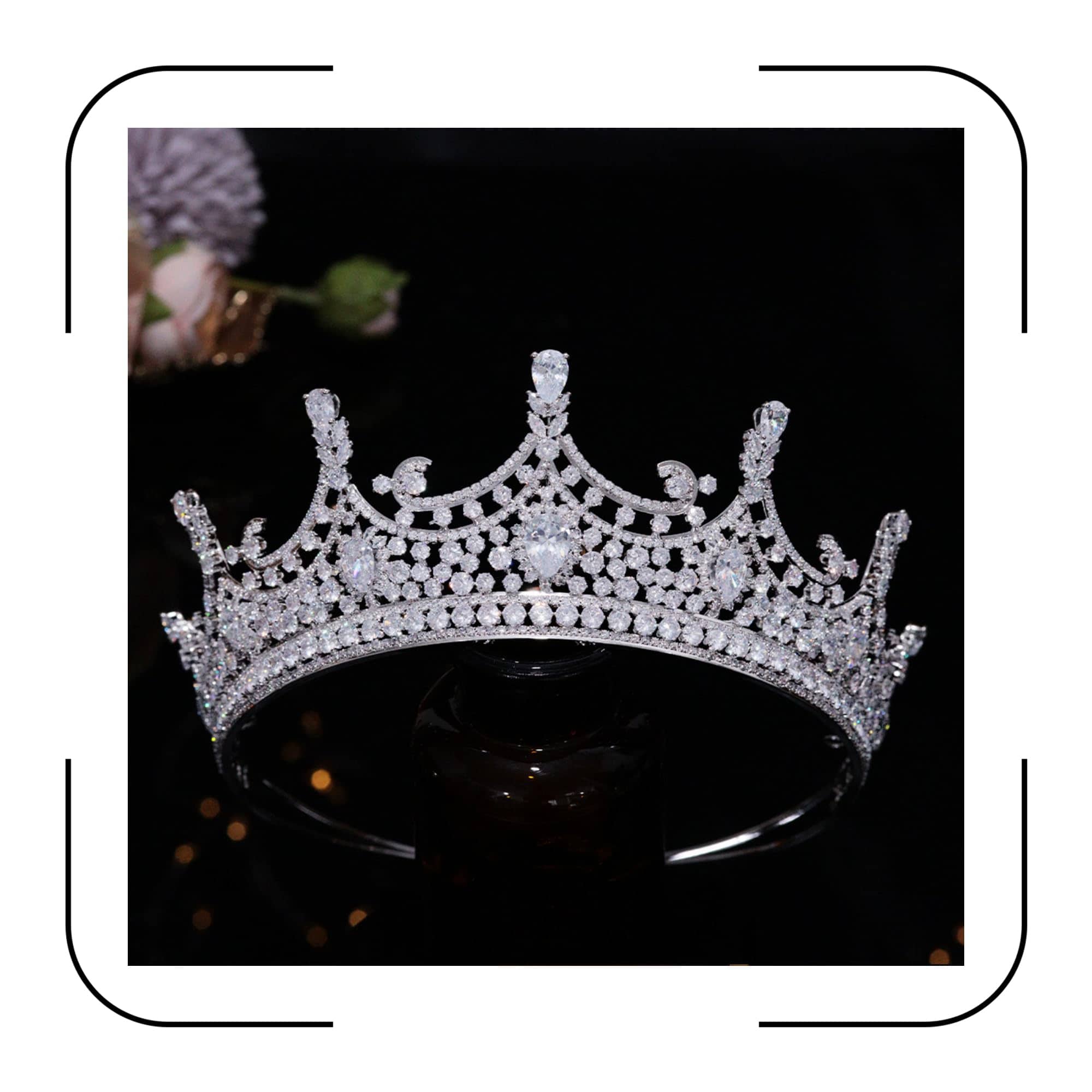 Aoligrace 5A Coronas y Tiara de Boda de Circón Cúbico para