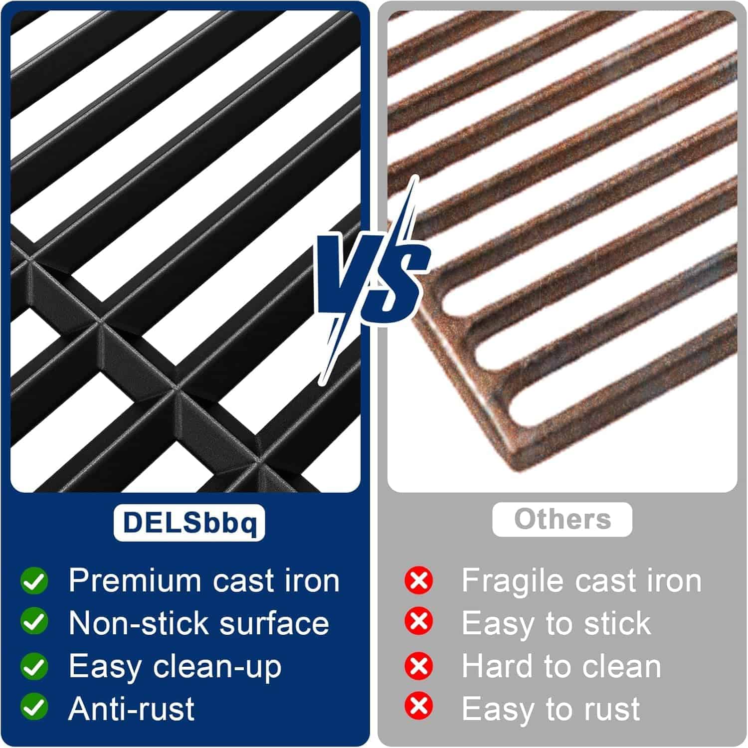 Parrillas de cocción de hierro fundido DELSbbq 66096 para - Imagen 5
