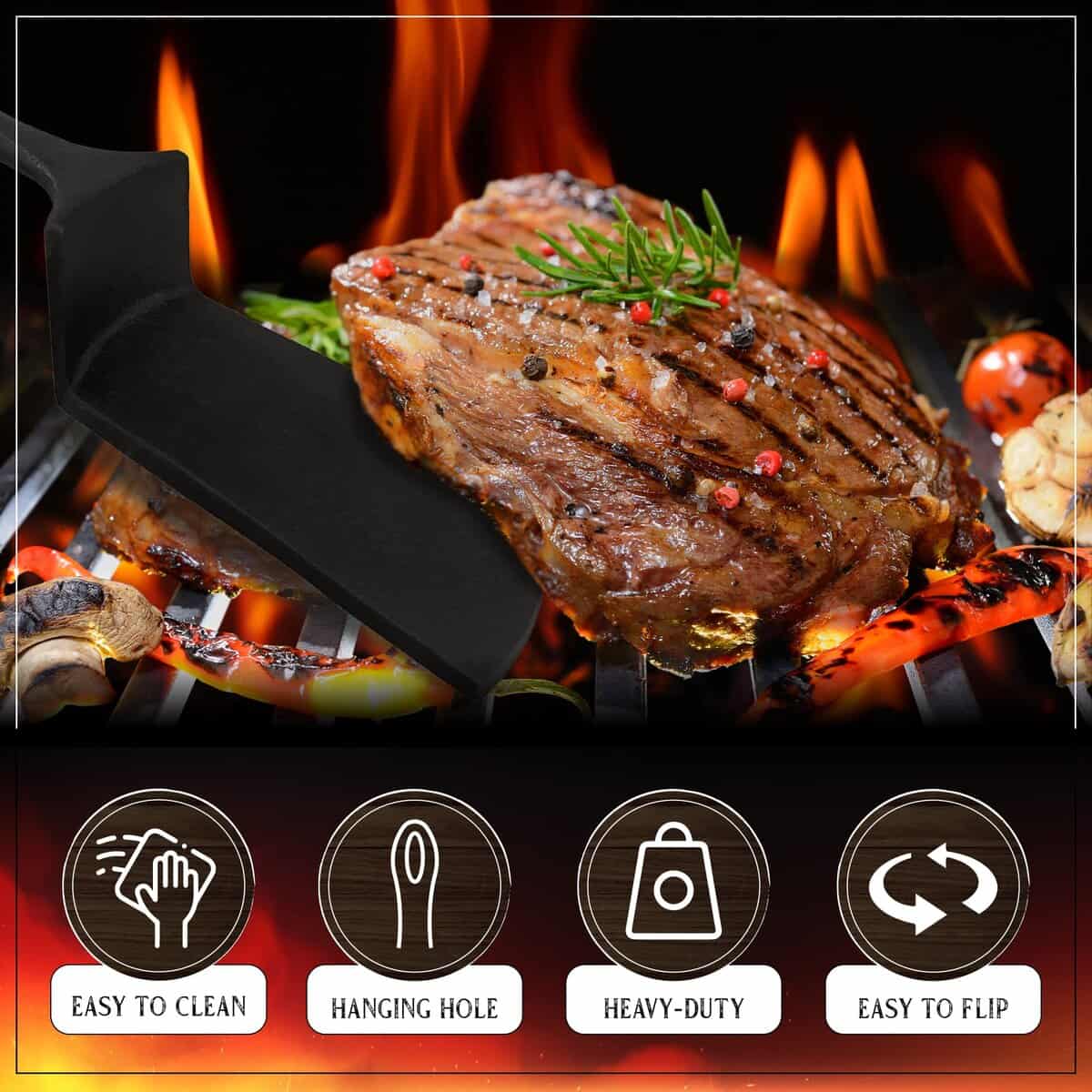 Espátula de hierro fundido premium para BBQ prensa para - Imagen 5