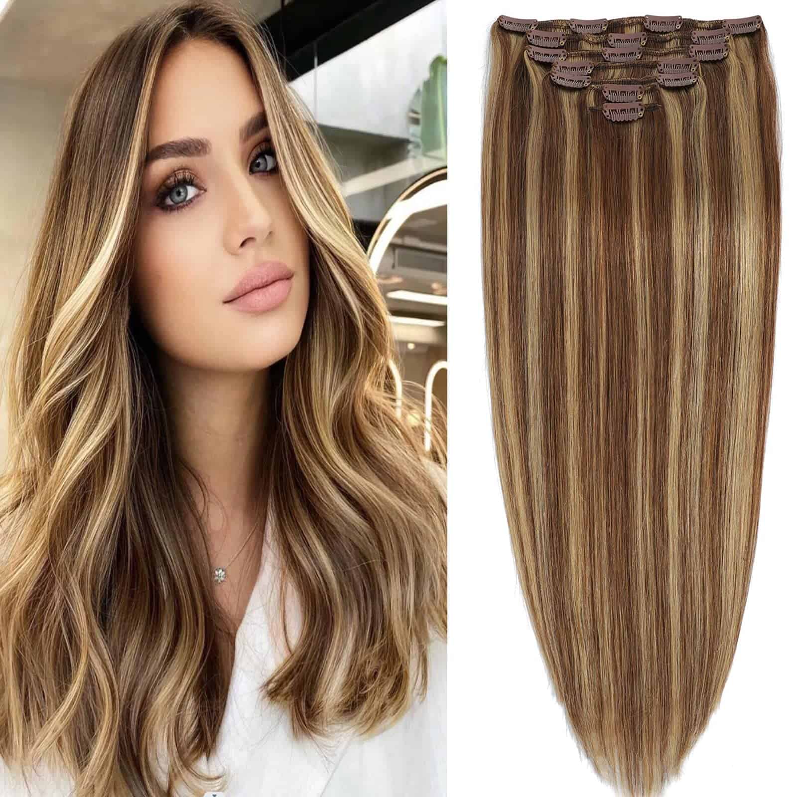 Extensiones de Cabello de Clip en Cabello Humano Real 7