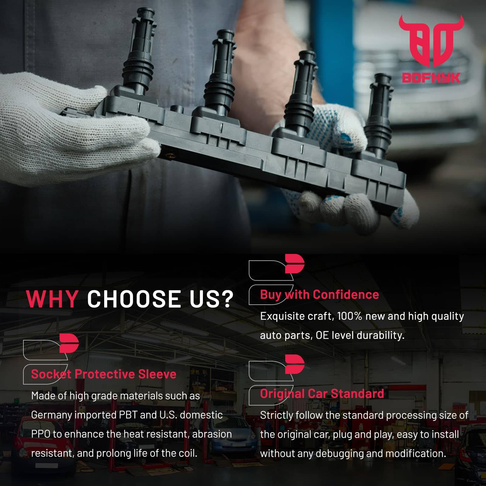 Conjunto de 4 Bobinas de Encendido BDFHYK -652 C1803 - Imagen 7