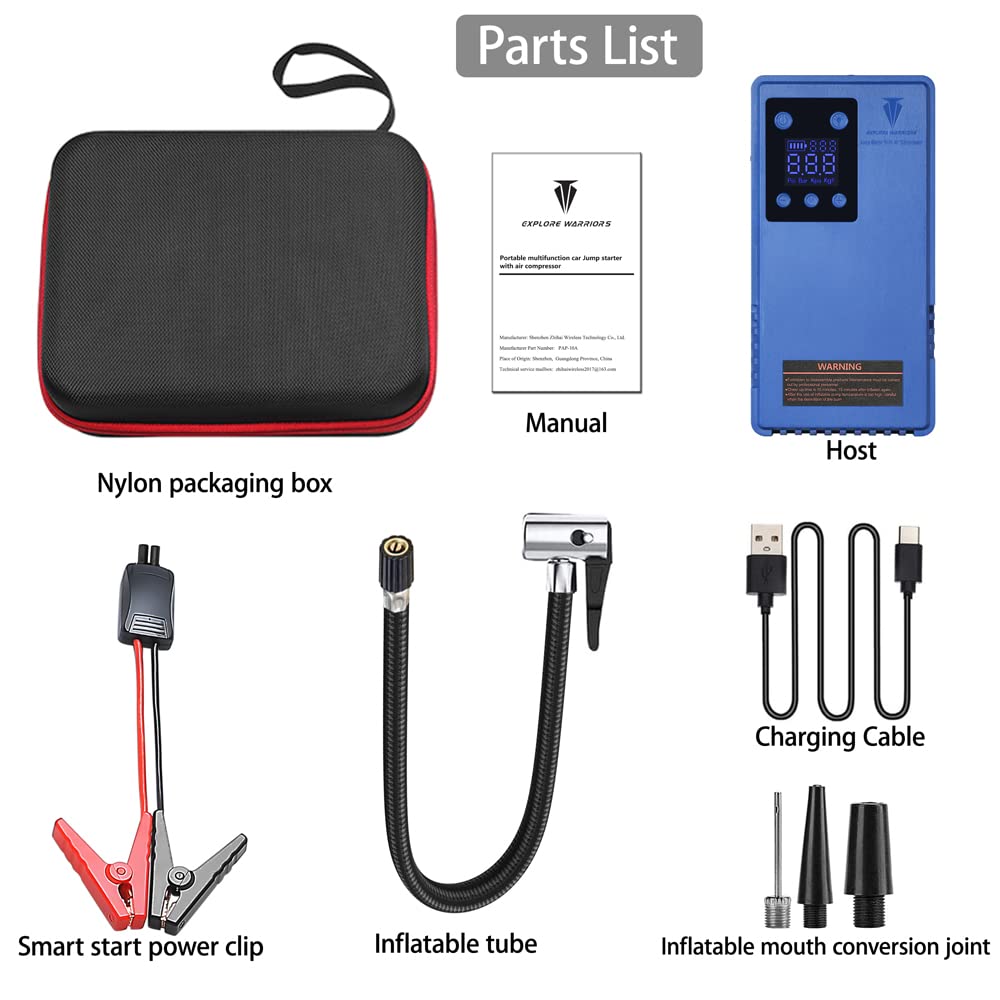 Arrancador de Batería Portátil para Automóvil -Azul - Imagen 7