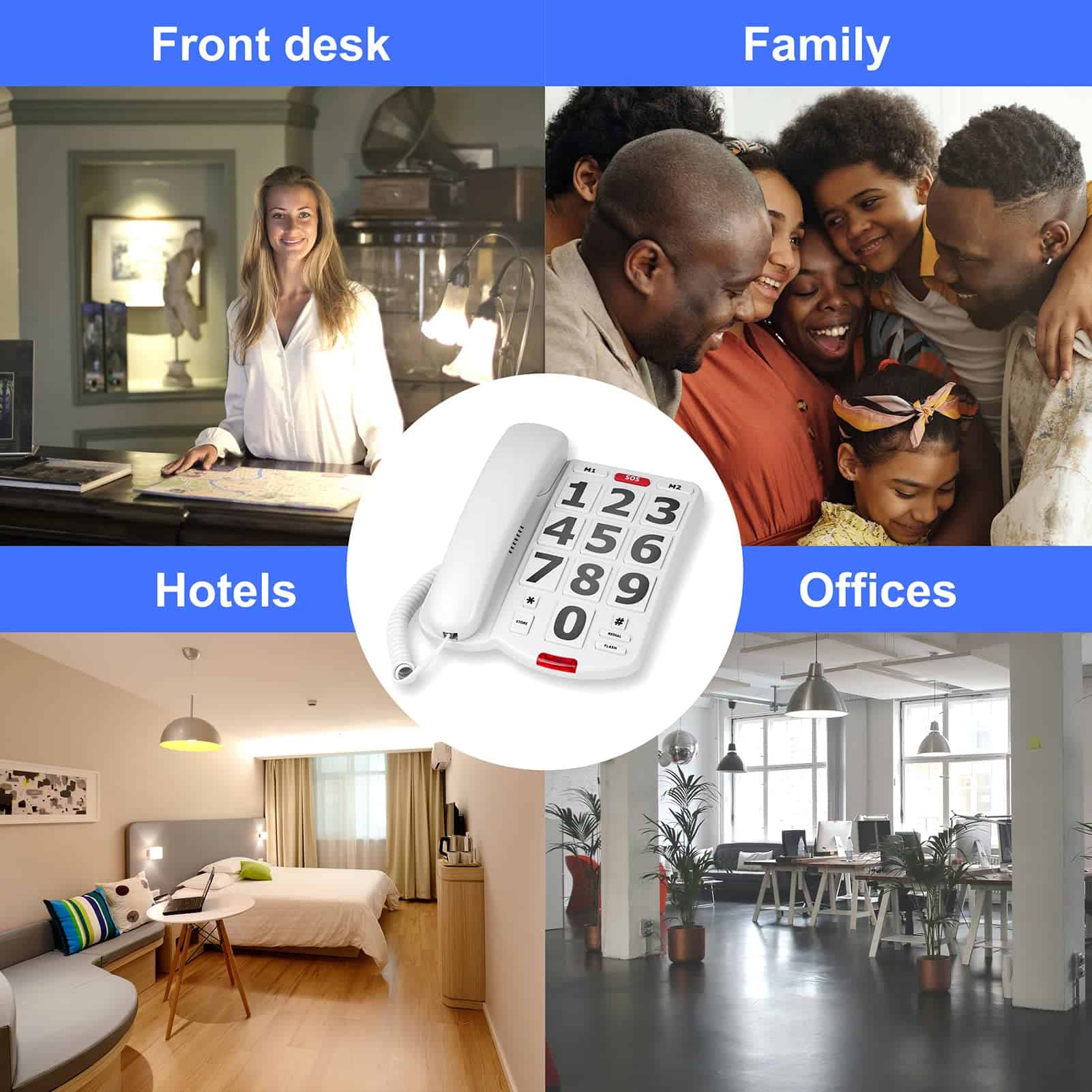 Teléfono con cable de teclas grandes VDTG, tono de timbre - Imagen 8