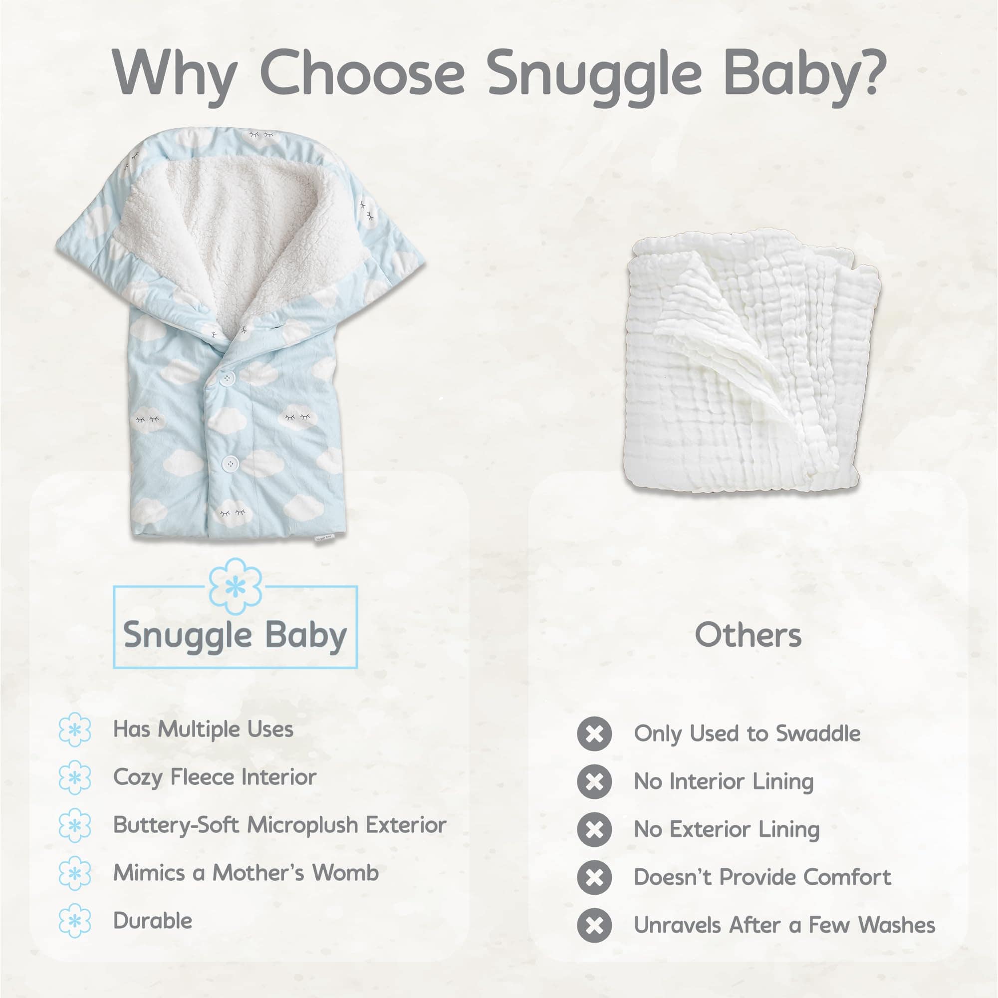 Manta de envoltura Snuggle Baby - Nubes Blancas - Mantas de - Imagen 7