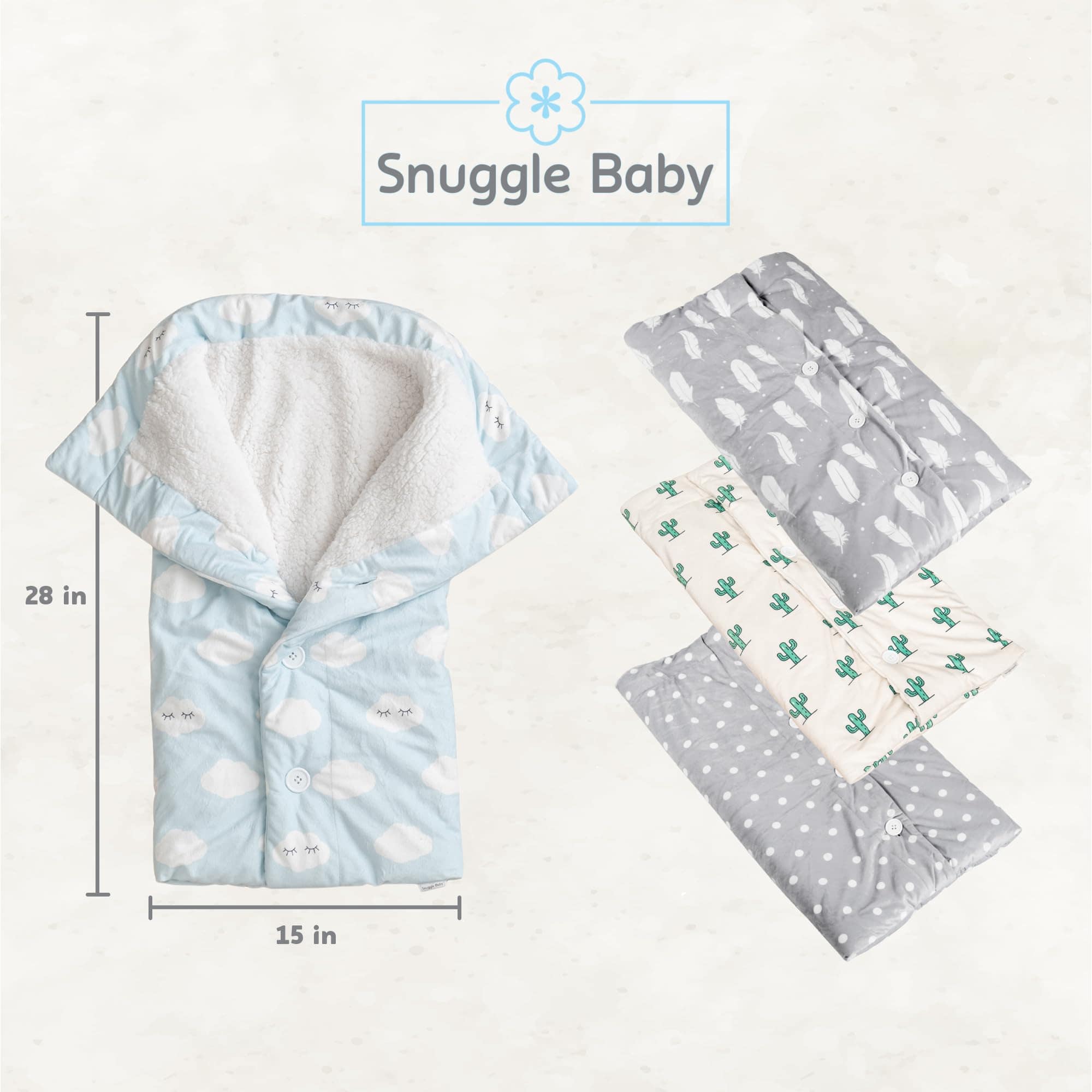 Manta de envoltura Snuggle Baby - Nubes Blancas - Mantas de - Imagen 4