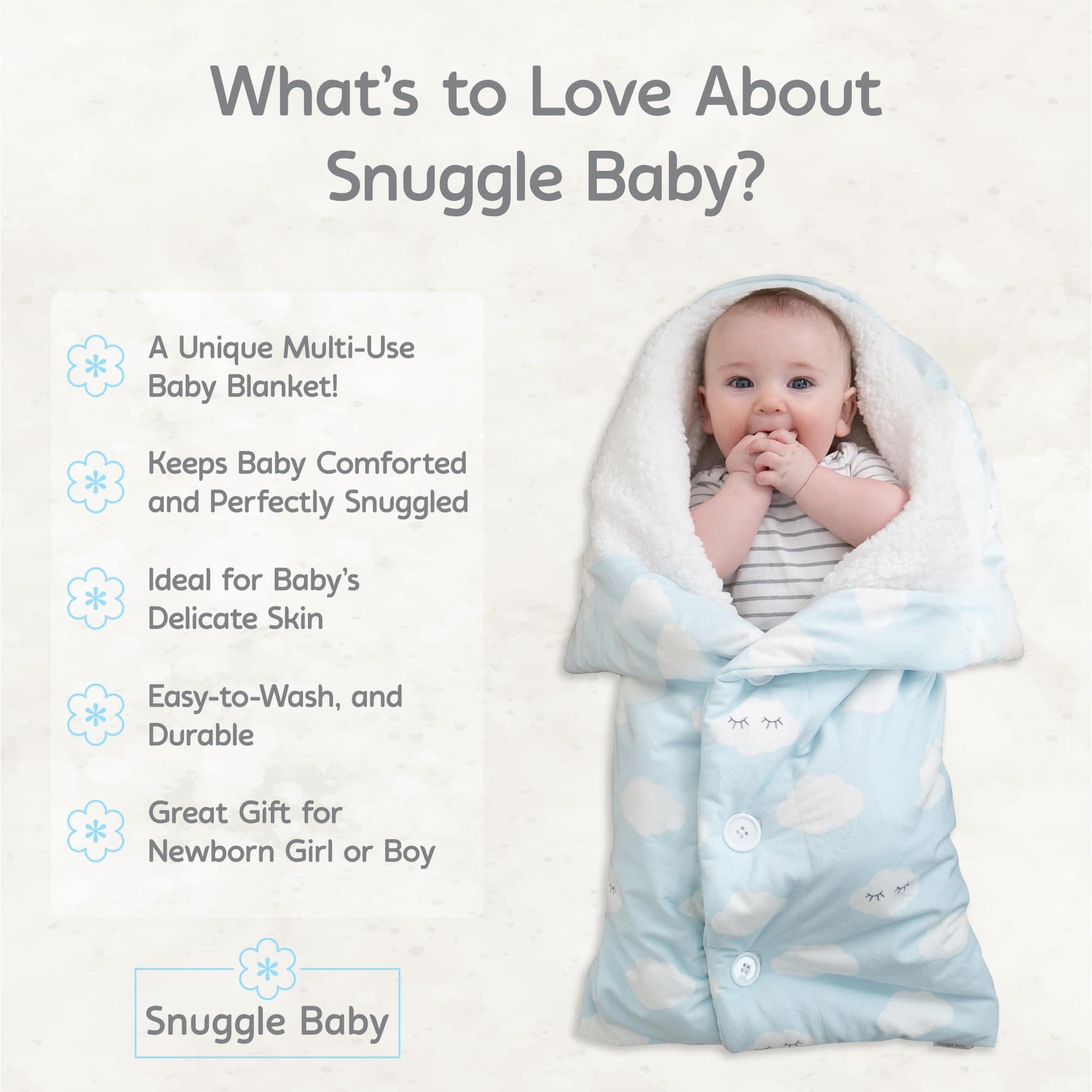 Manta de envoltura Snuggle Baby - Nubes Blancas - Mantas de - Imagen 5