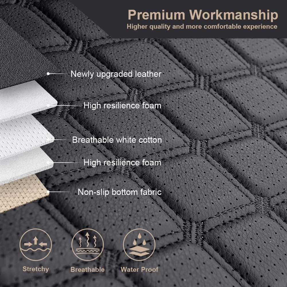 GIANT PANDA Fundas de Asiento de Coche de Cuero Pu para 7 - Imagen 9