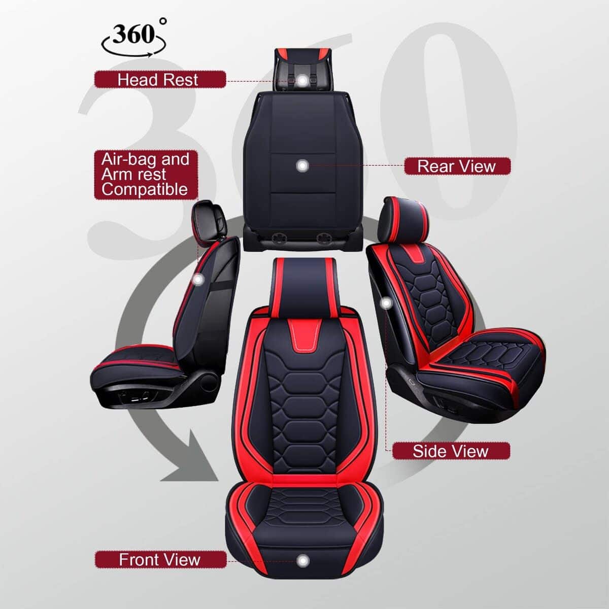 Fundas de Asiento Personalizadas OASIS -Negro y Rojo - Imagen 3