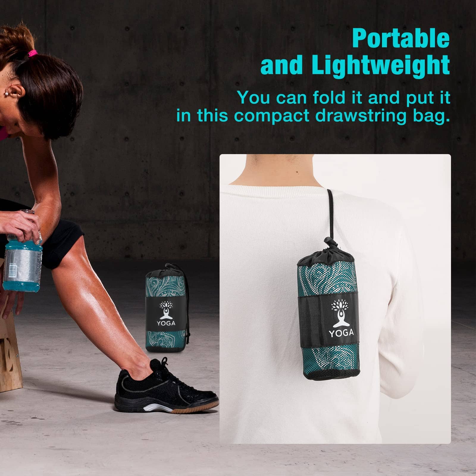 Toalla de Yoga MoKo, Antideslizante con Bolsillo para Mat - Imagen 7