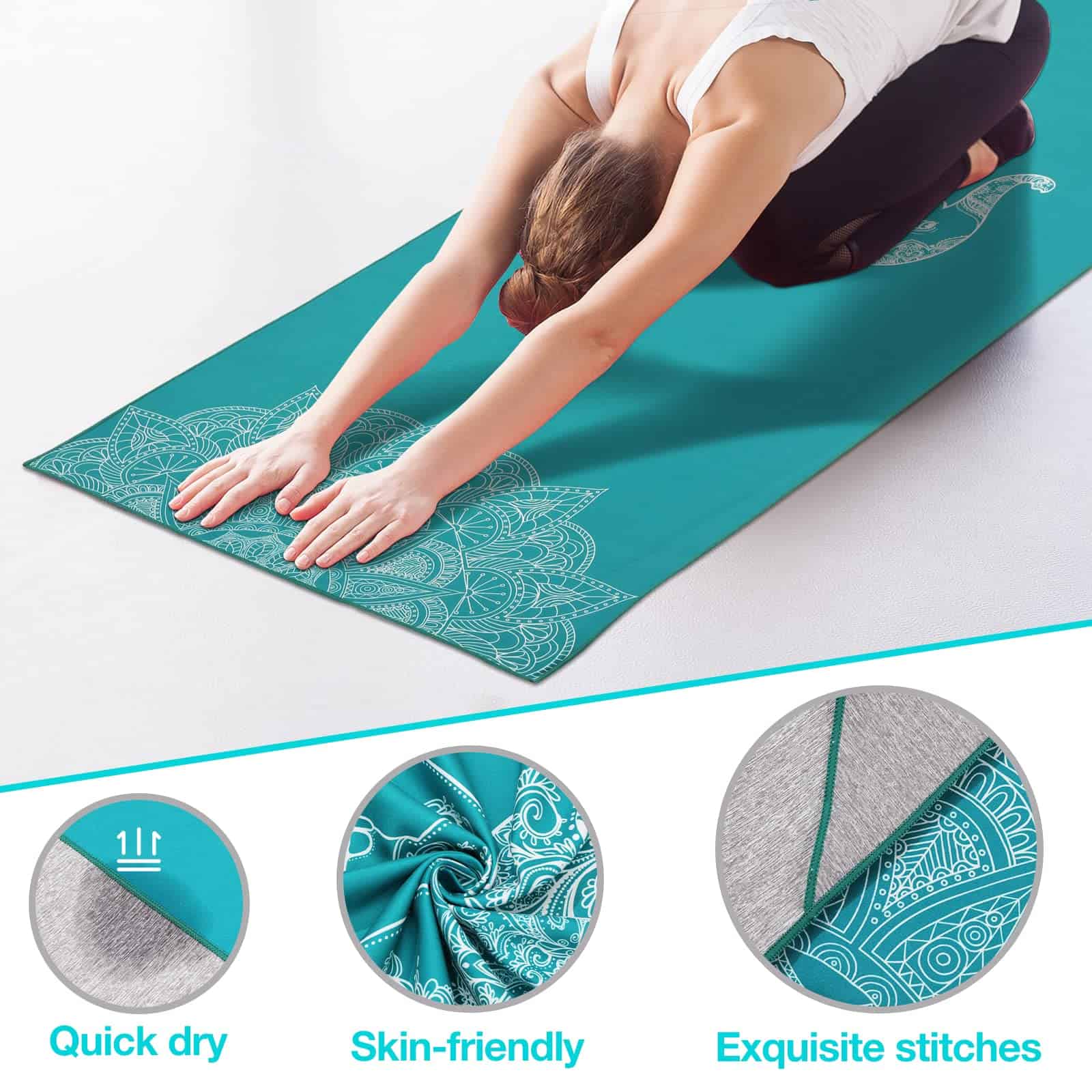 Toalla de Yoga MoKo, Antideslizante con Bolsillo para Mat - Imagen 3