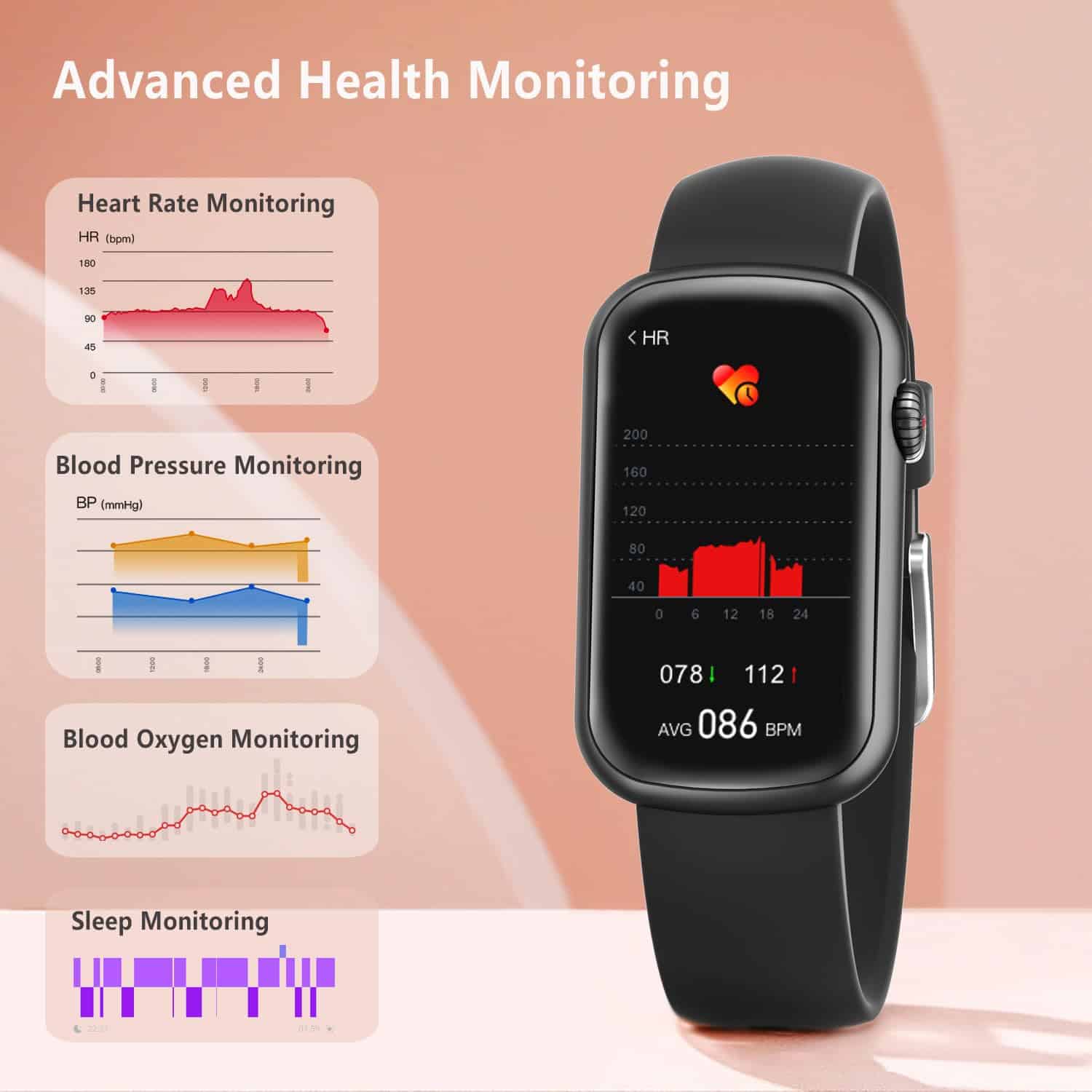 FITVII Slim Fitness Tracker con Oxígeno en Sangre, Presión - Imagen 4