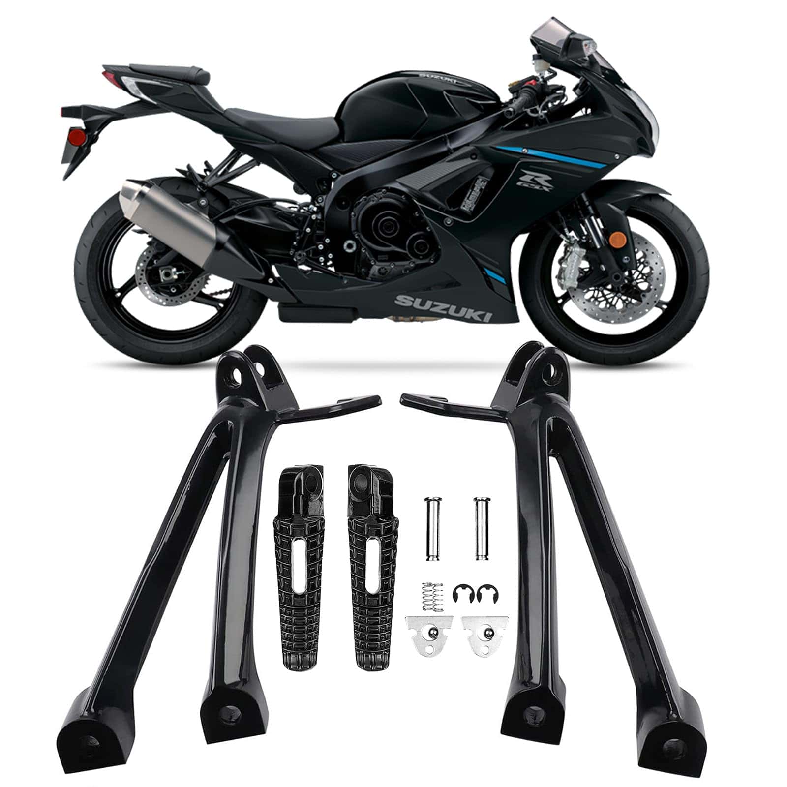 Soporte de reposapiés trasero negro para pasajeros de