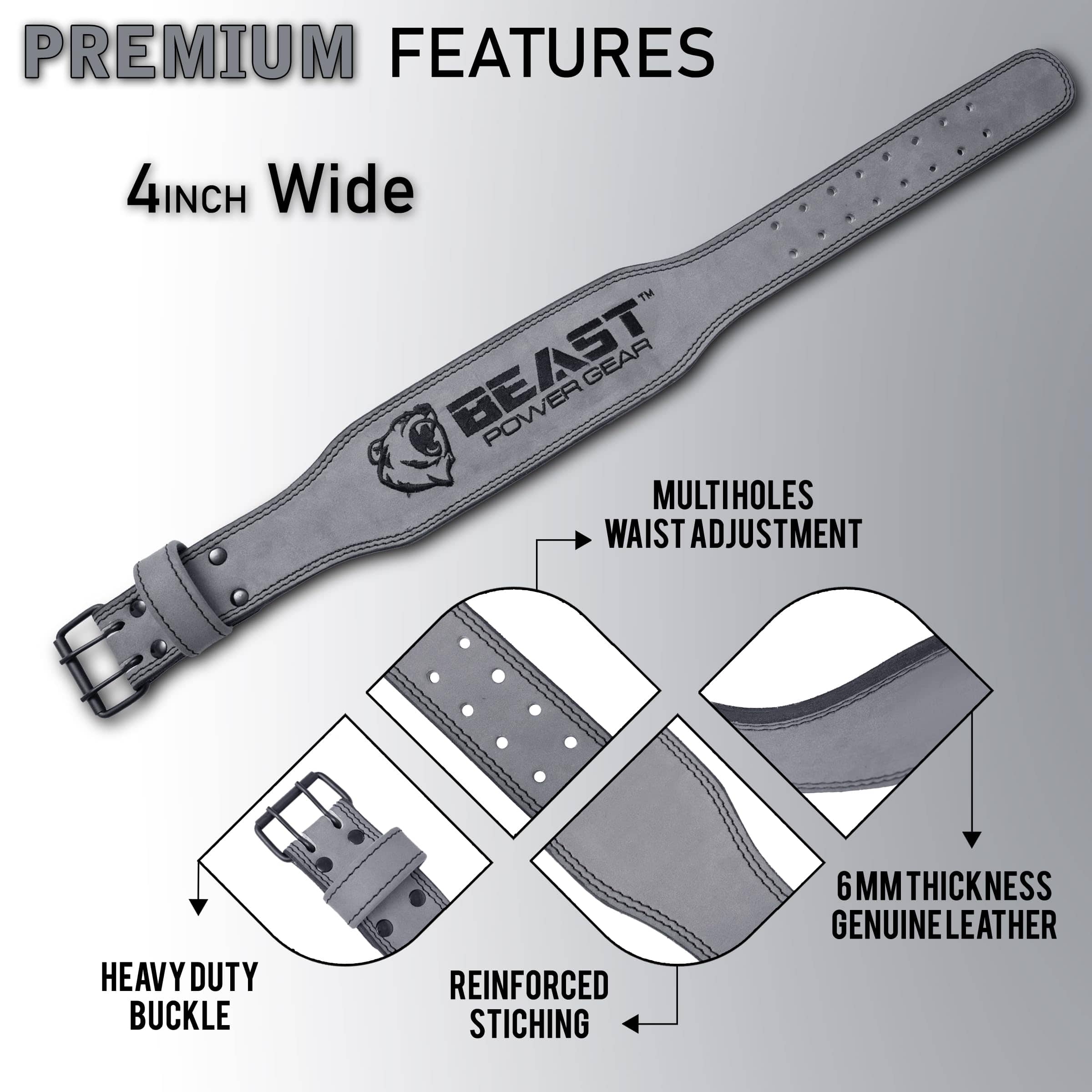 Cinturón de Levantamiento de Pesas Beast Power Gear - 4" - Imagen 3