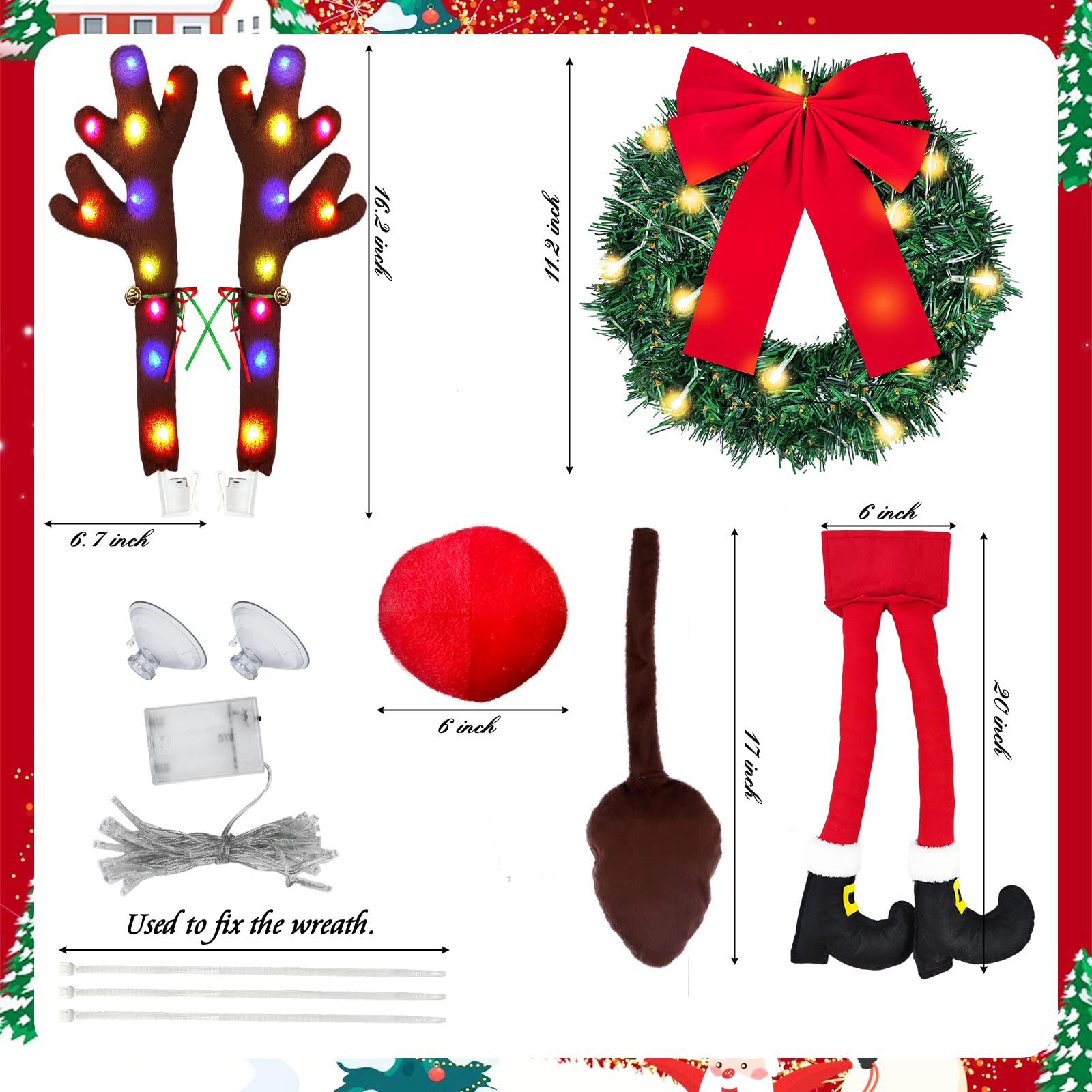 Kit de 6 Piezas de Renos de Navidad para Coche YIXIN con - Imagen 3