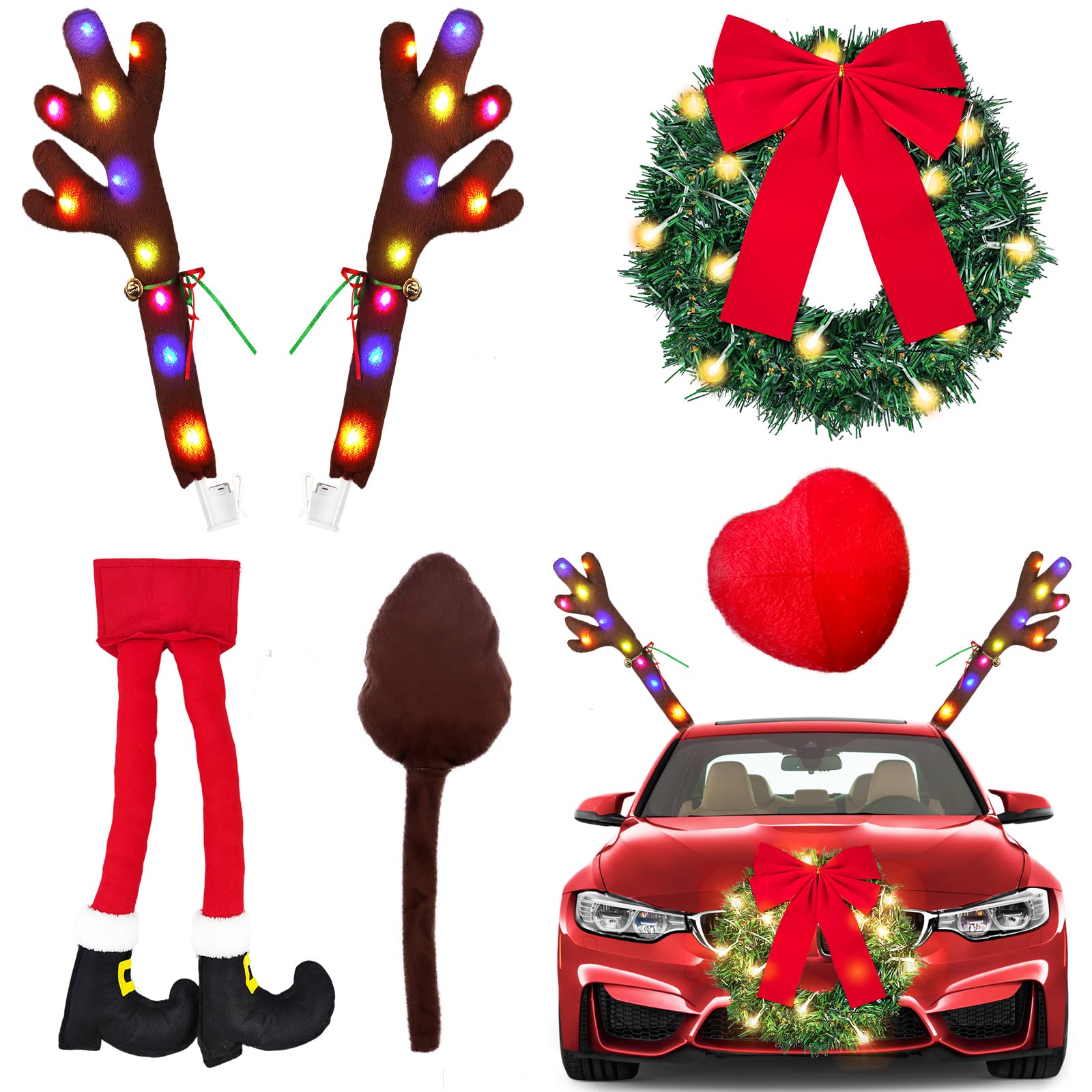 Kit de 6 Piezas de Renos de Navidad para Coche YIXIN con