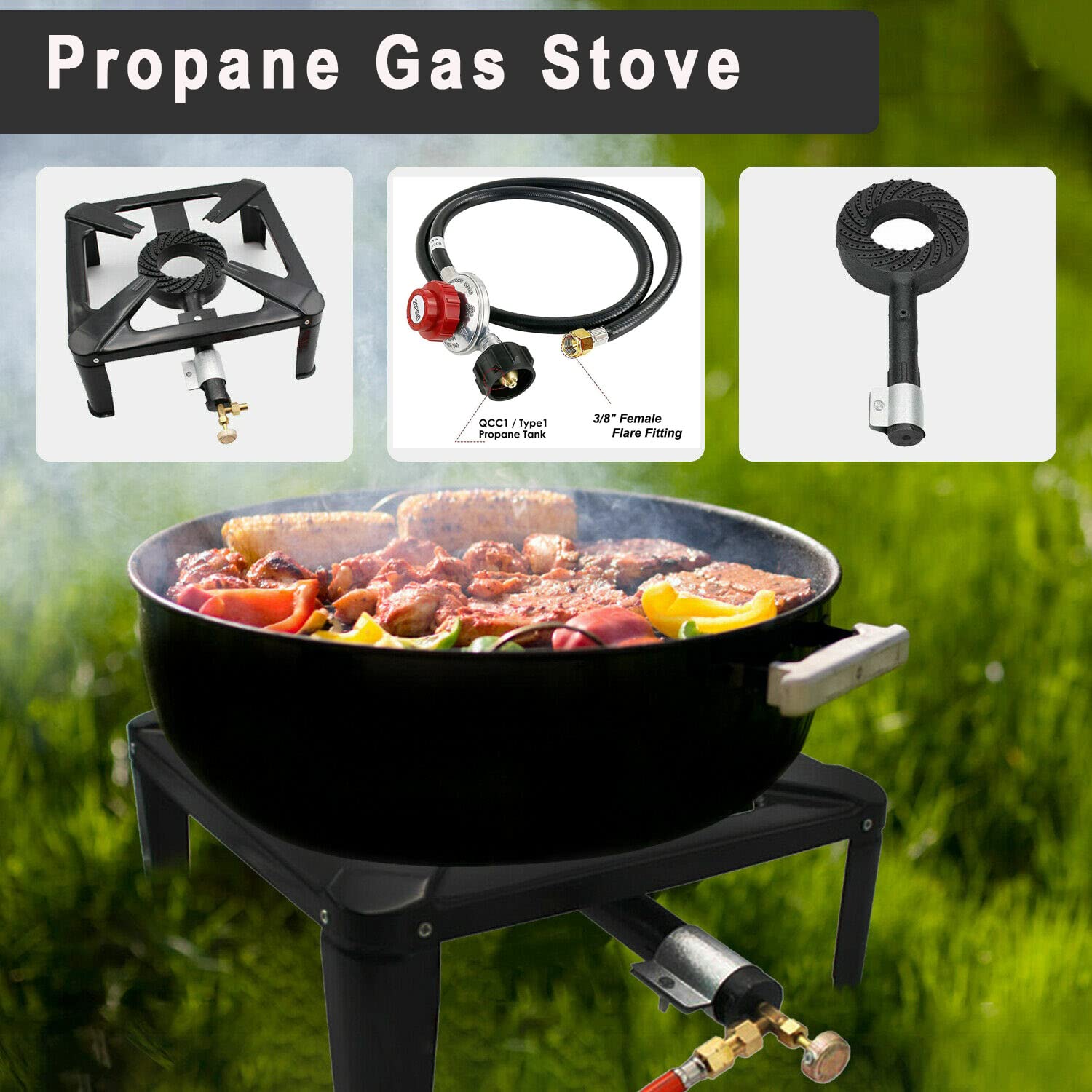 Estufa de camping - Cocina de gas portátil con quemador de - Imagen 4