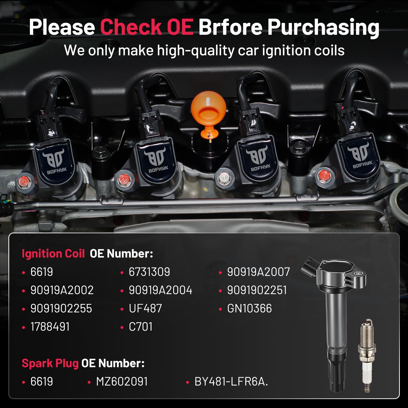 Conjunto de 6 Bobinas de Encendido y Bujías Compatibles con - Imagen 6