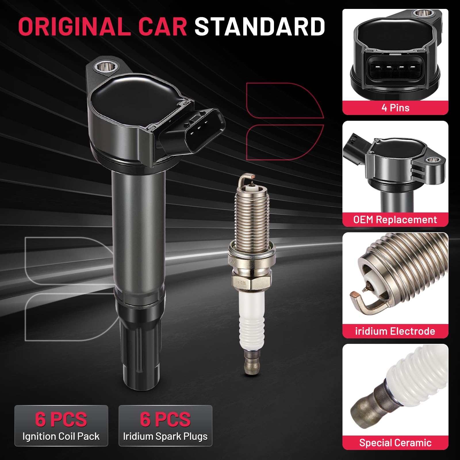 Conjunto de 6 Bobinas de Encendido y Bujías Compatibles con - Imagen 5