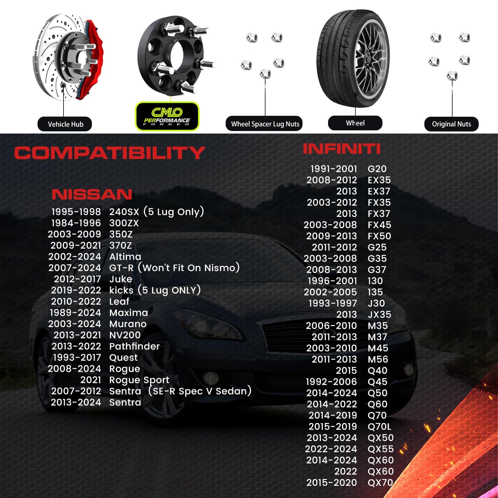 Separadores de rueda Customadeonly 5x114.3 para 370Z 350Z - Imagen 4